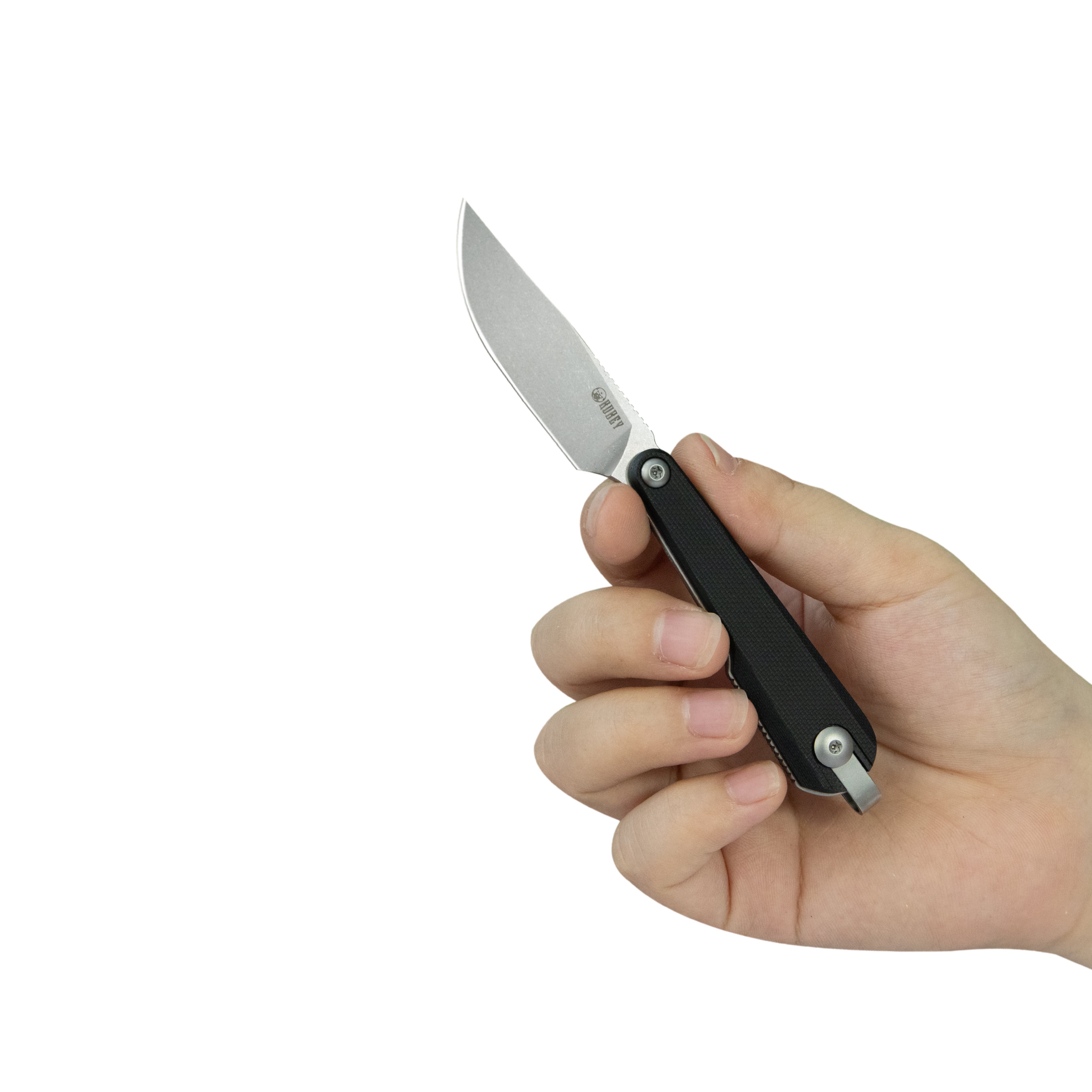 Kubey YAG Fixed Blade Knife Black G10 Handle 2.3" Beadblast 14C28N Blade KU451A