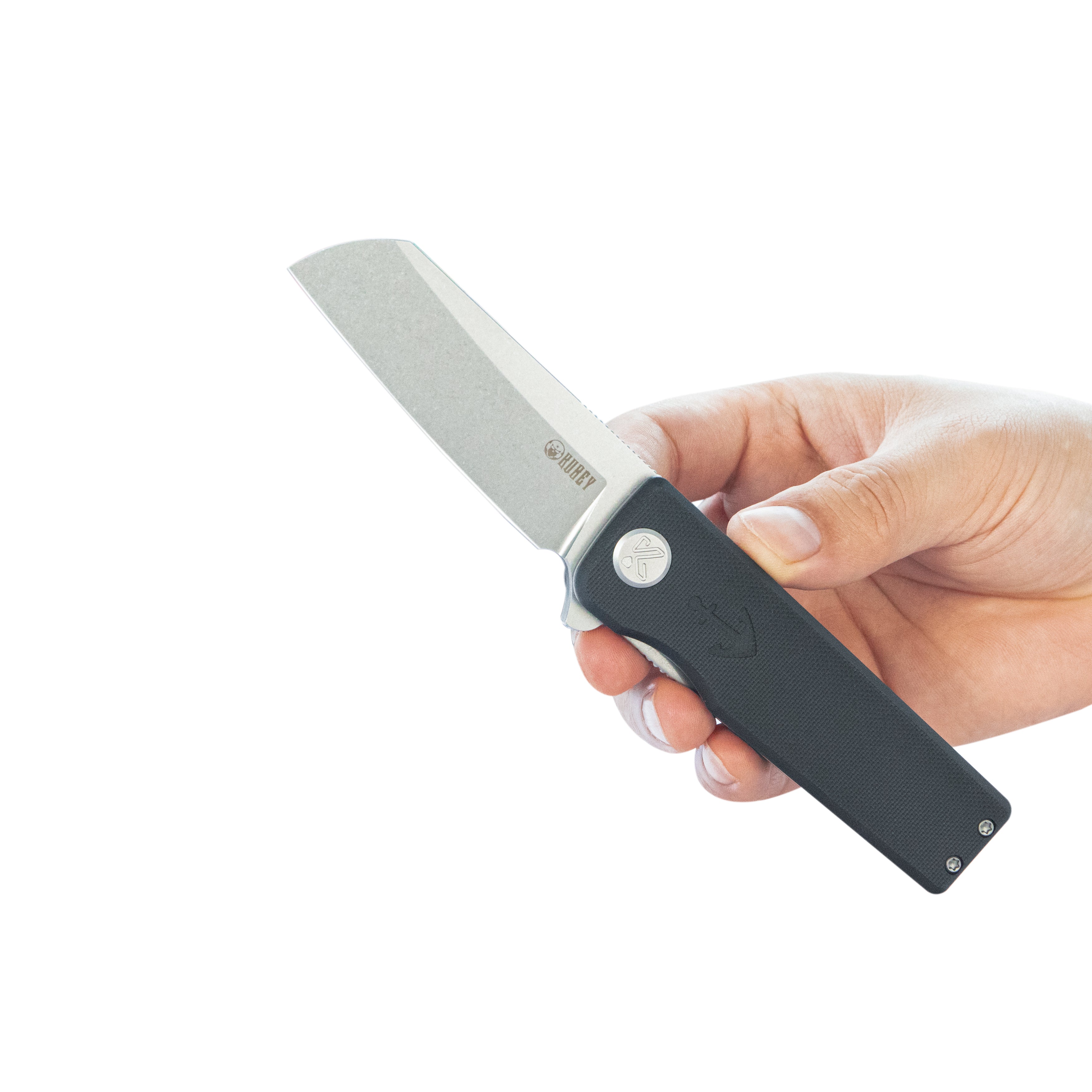 Kubey Sailor Liner Lock Flipper Outdoor Folding Knife Black G10 Handle 3.11" Stonewash 14C28N Blade KU317H