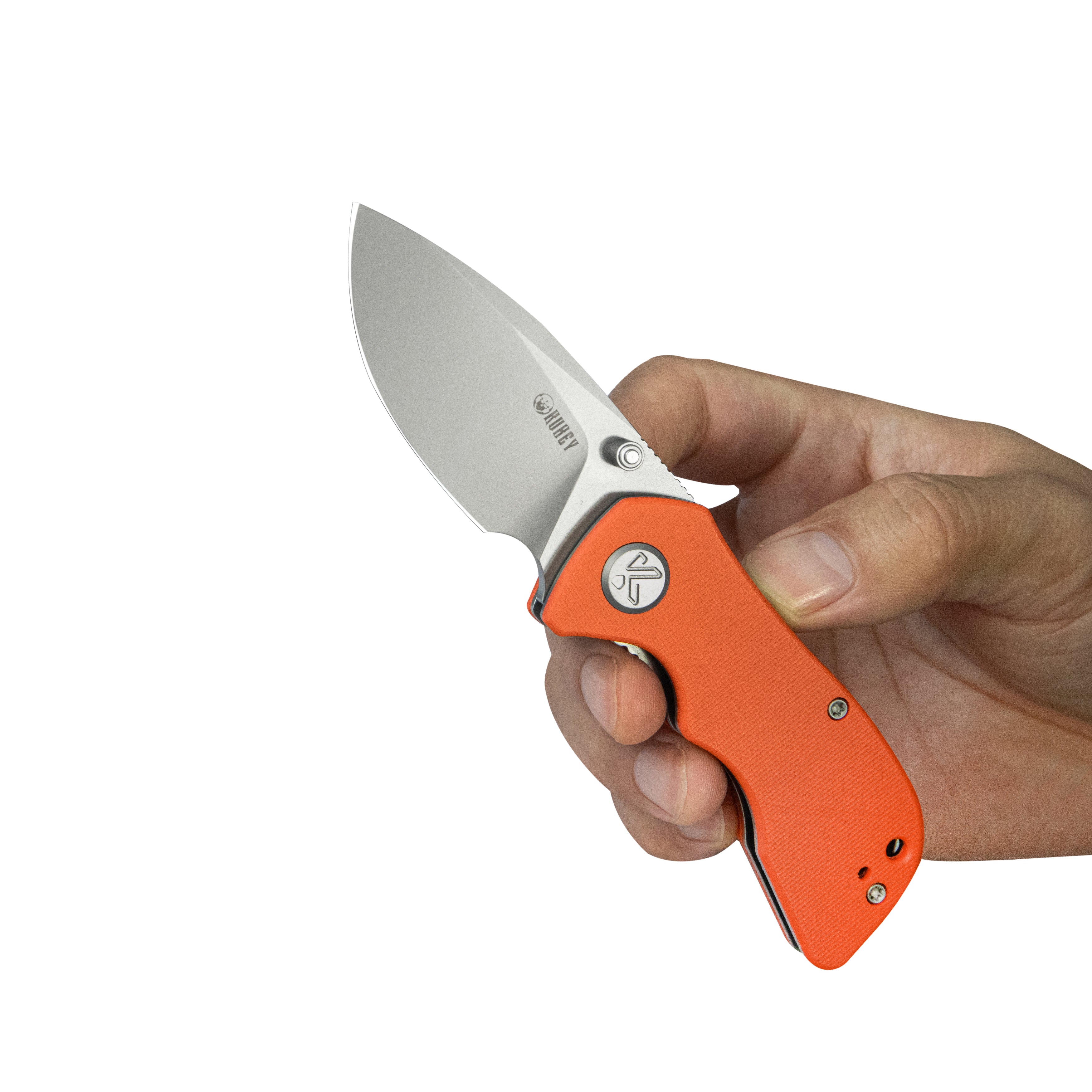 Kubey Karaji Liner Lock Dual Thumb Studs Open Folding Pocket Knife Orange G-10 Handle 2.56" Beadblast 14C28N KU180I