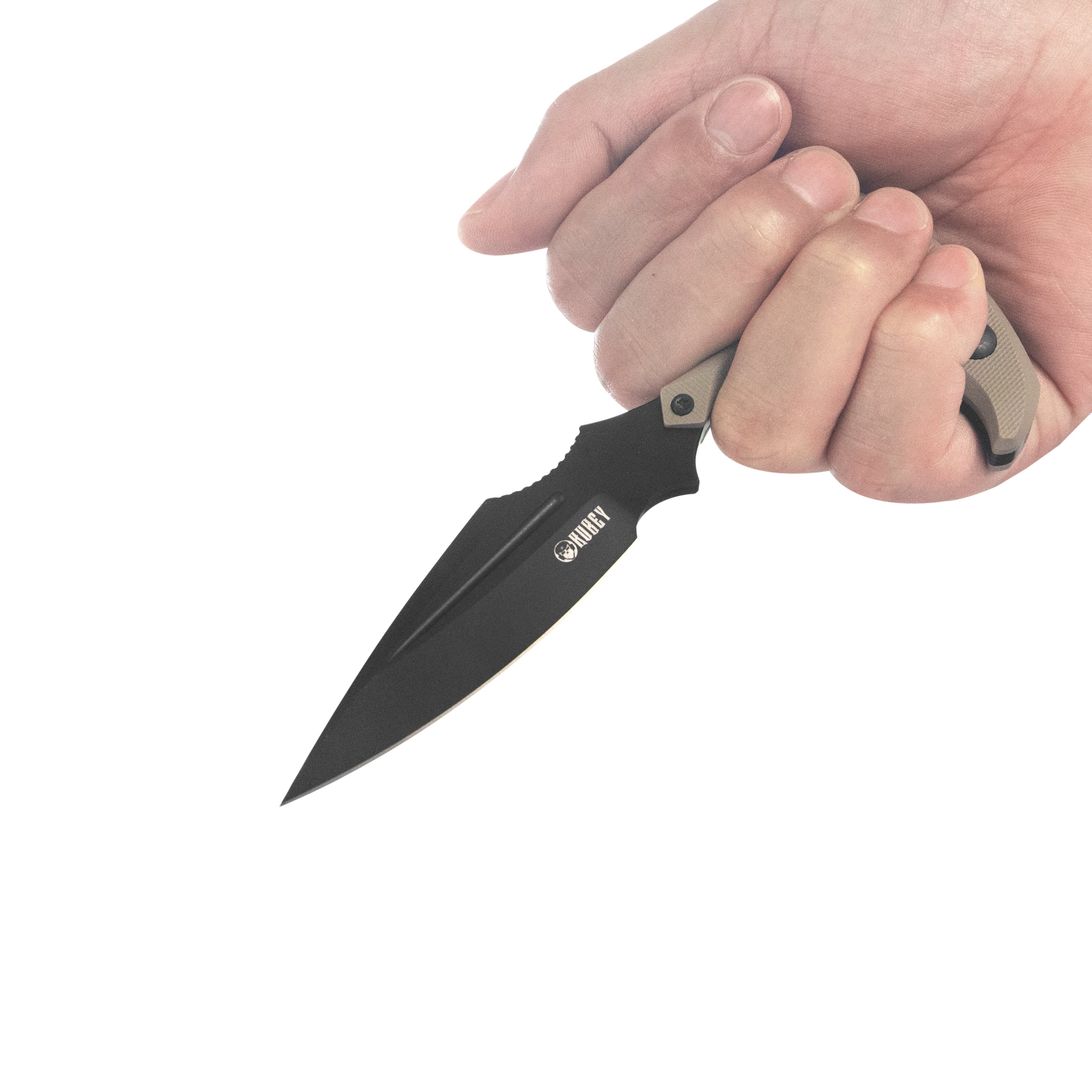 Medusa Push Dagger Fixed Blade Outdoor Knives w/ Kydex Sheath Tan G-10 Black Coating 14C28N KU242E