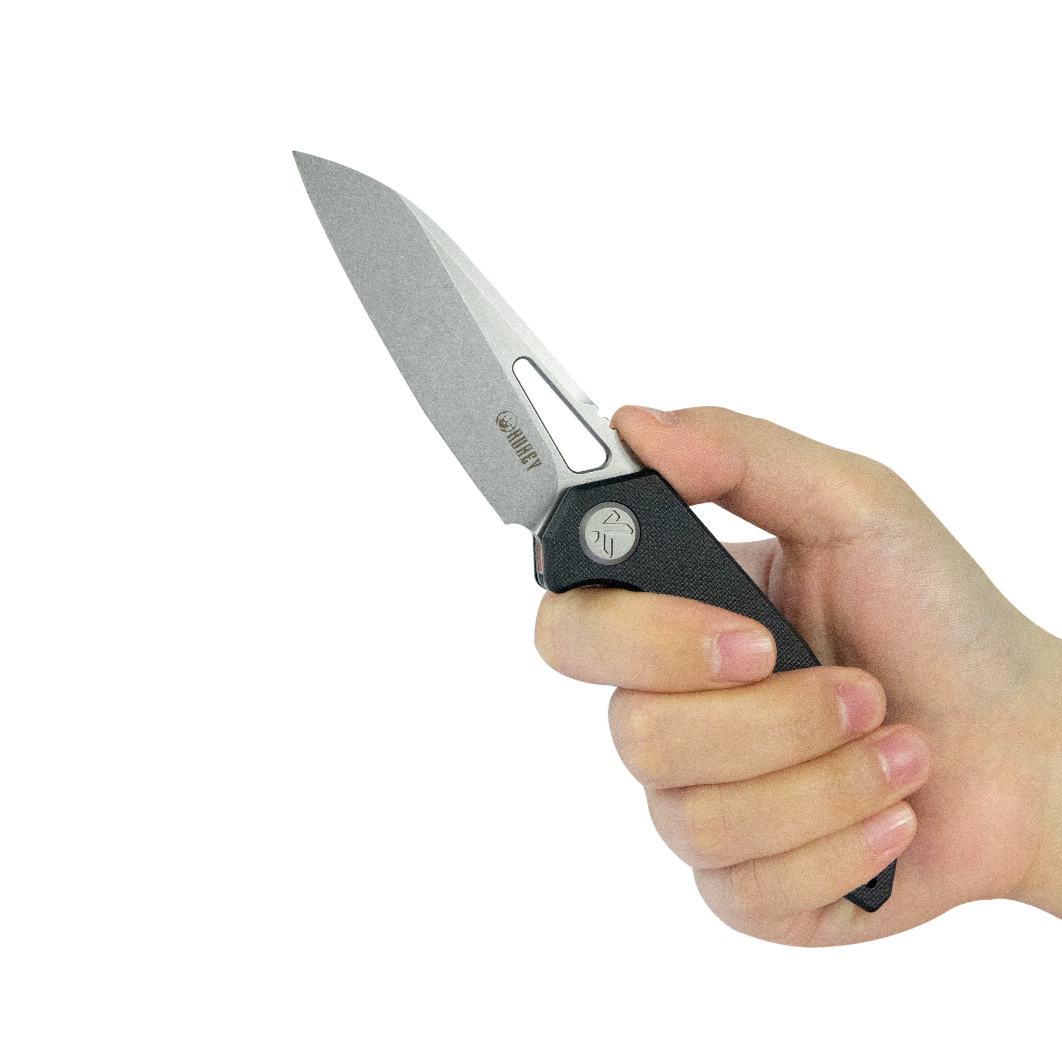 KubeyVagrant Liner Lock Folding Knife Black G10 Handle 3.1" Beadblast 14C28N KU291N