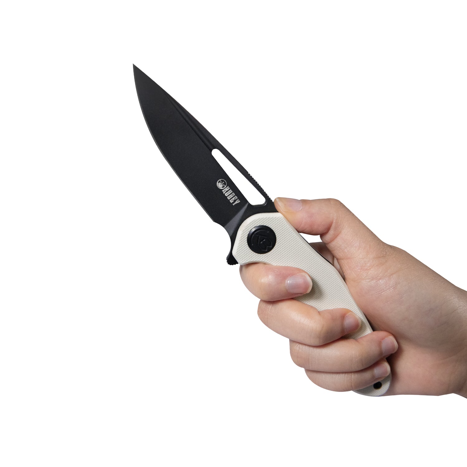 Kubey Dugu Liner Lock Folding Knife Ivory G10 Handle 2.91'' Dark Stonewashed 14C28N Blade KU210G NEW