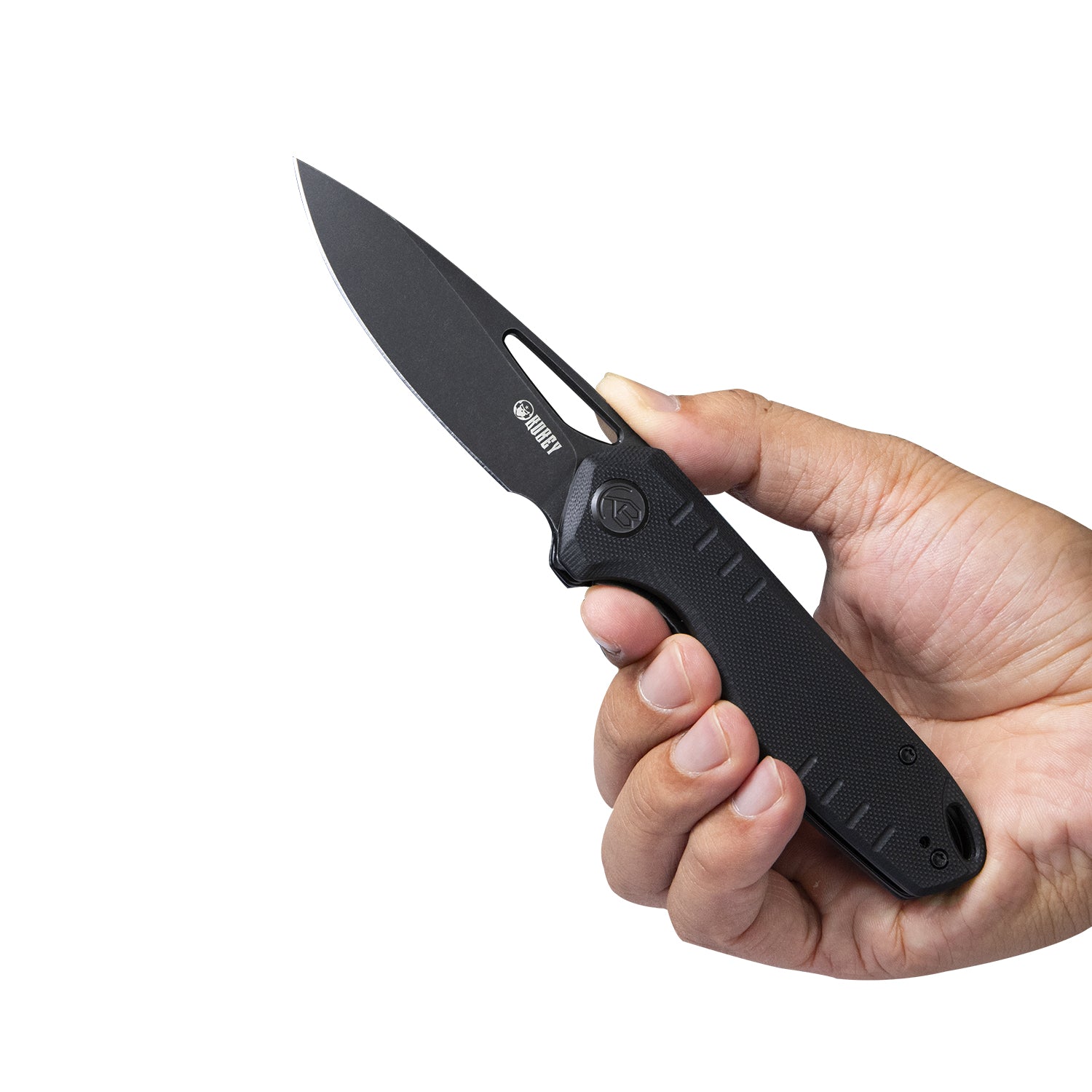Doris Liner Lock Front Flipper Folding Knife Black G10 Handle 3.27" Darkwashed D2 KU324E
