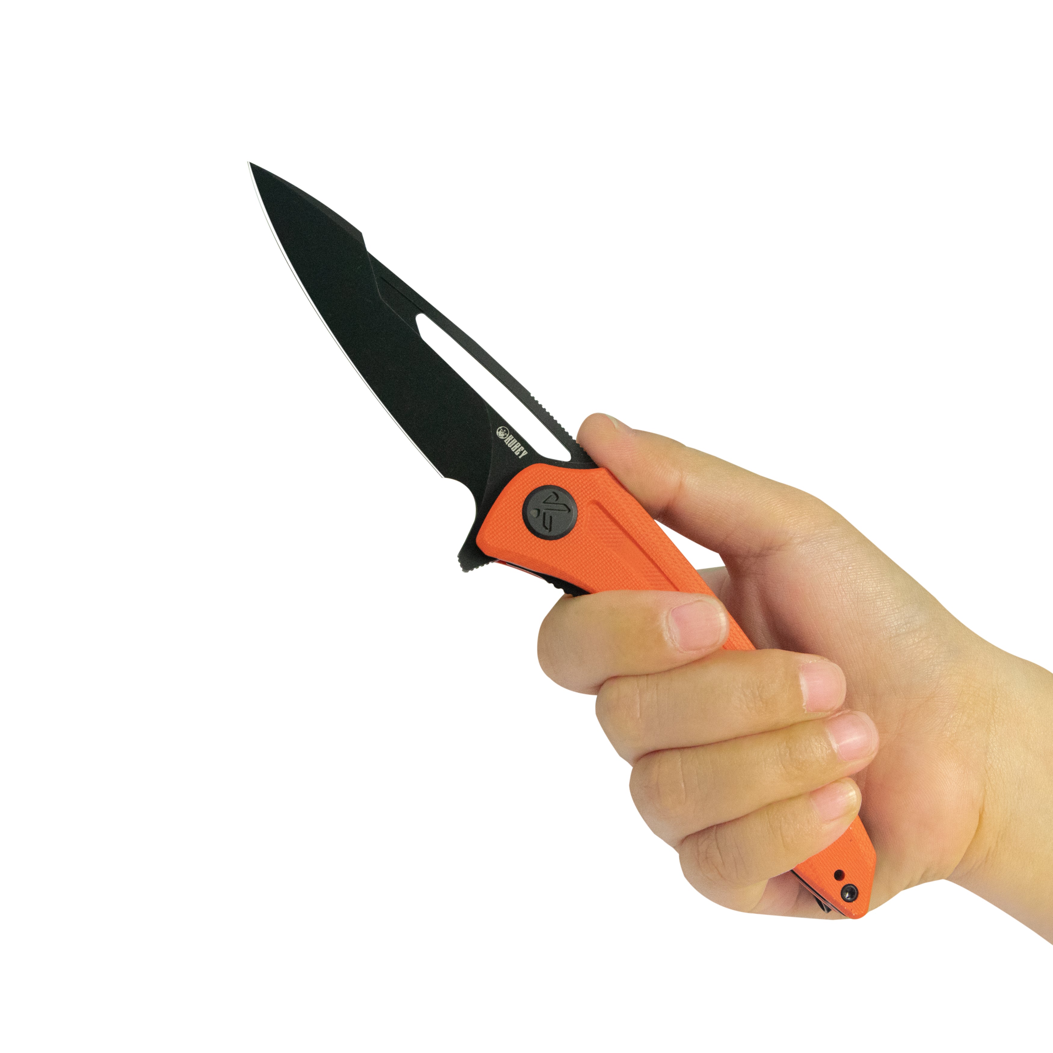 Merced Folding Knife 3.46" Blackwash 14c28n Blade With Durable Orange G10 Handle Reliable Tactical Pocket Knife KU345N