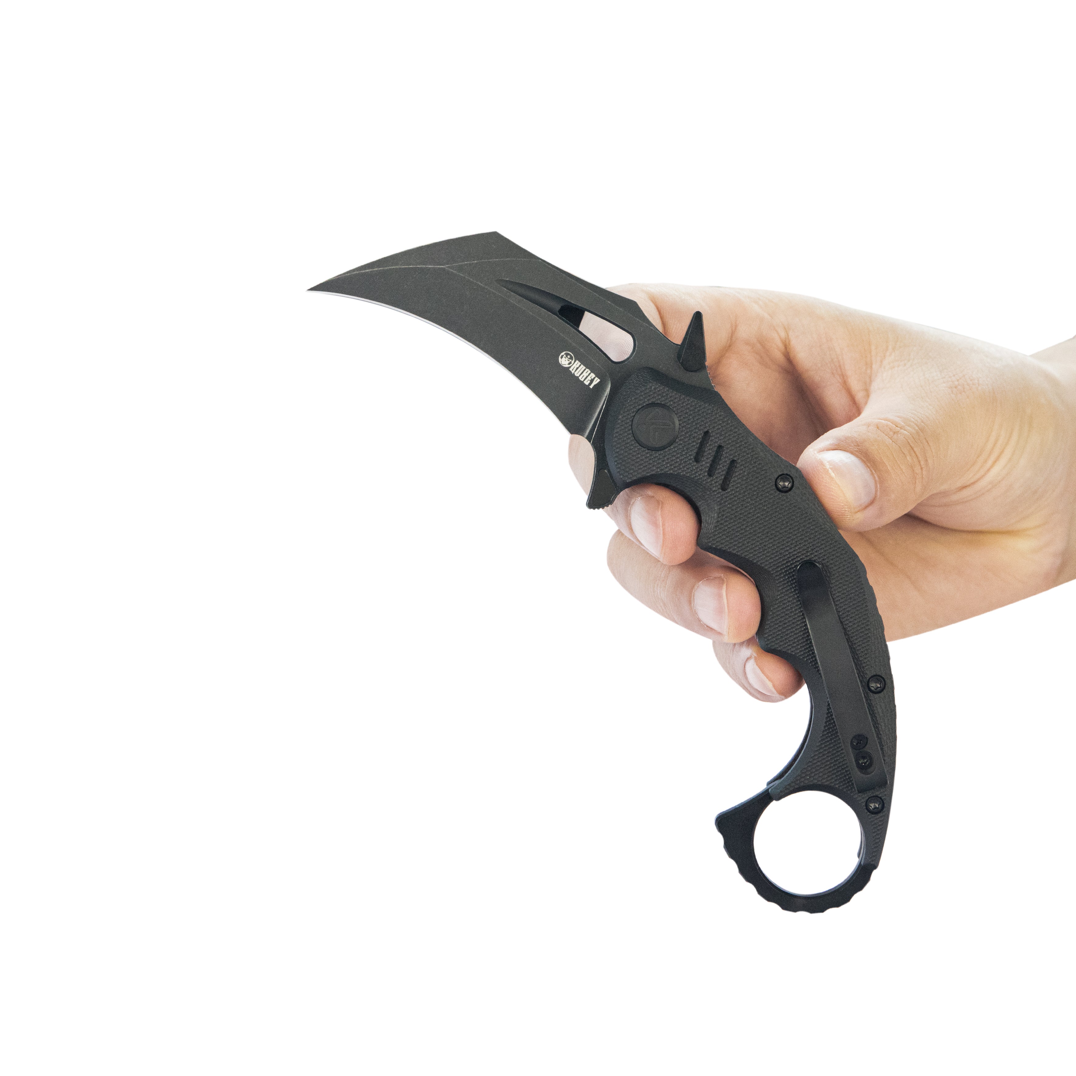 Kubey Mini Wrath Karambit Folding Knife Black G-10 Handle 2.44" Blackwash 14C28N Blade KU262E