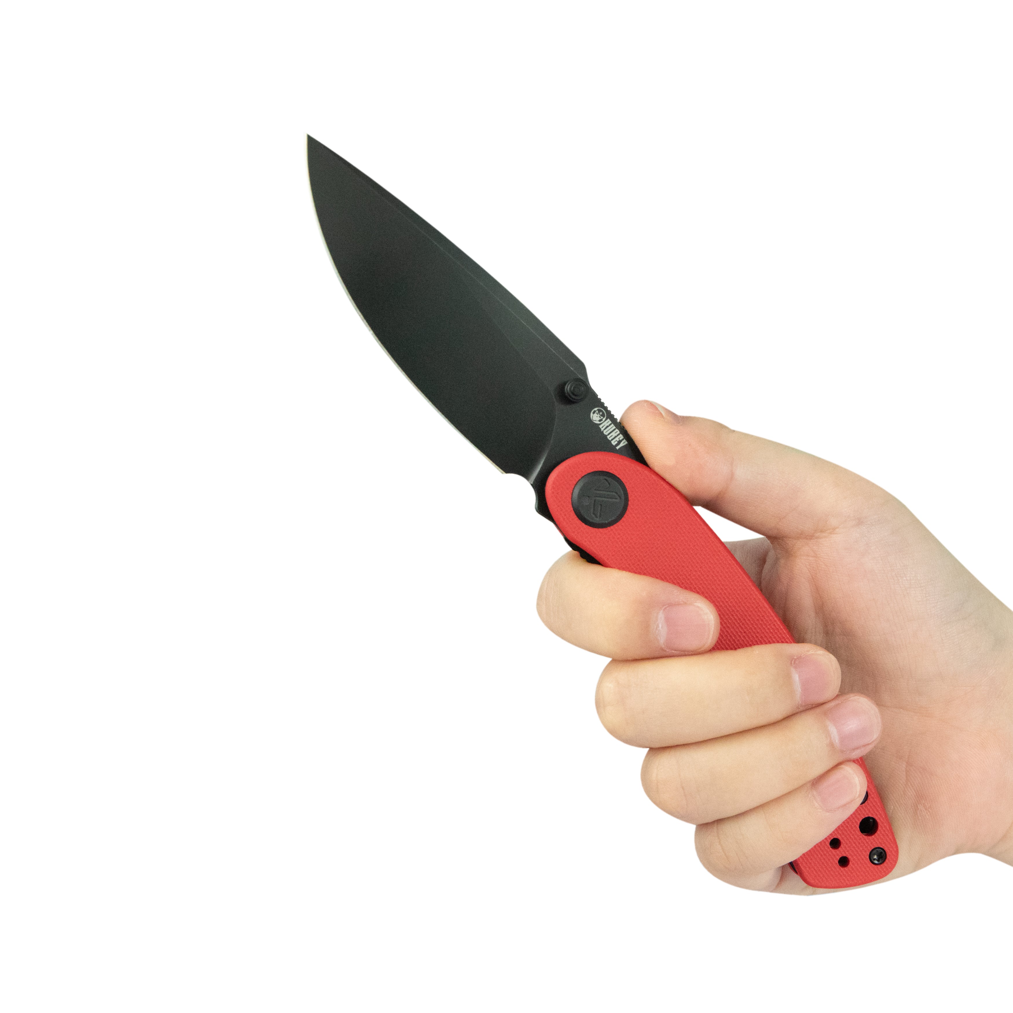 Kubey Momentum Liner Lock Folding Knife Red G10 Handle 3.43" Blackwash D2 KU344P