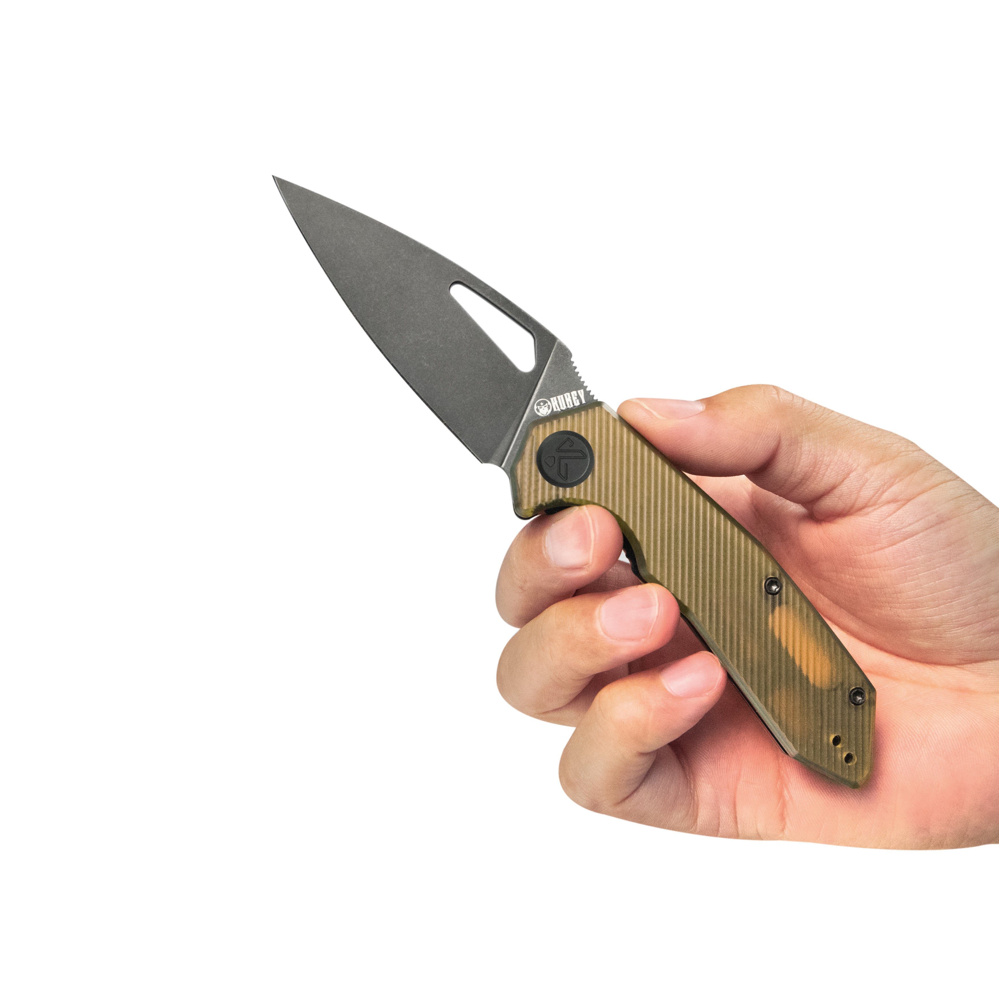 Kubey Coeus Liner Lock Thumb Open Folding Knife Ultem Handle Kitchen knives 3.11" Blackwash 14C28N KU122T