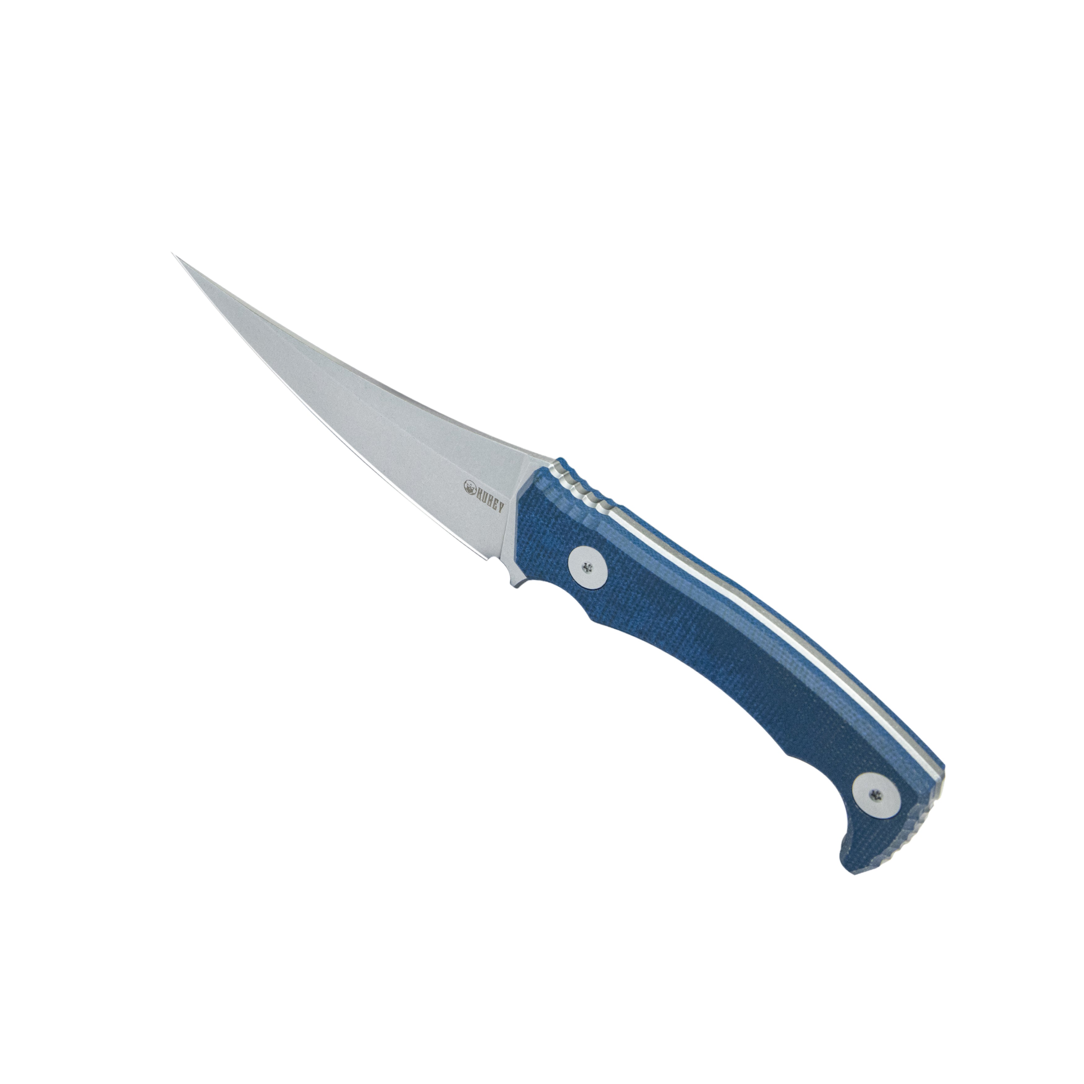 Kubey Sicarii Fixed Blade Knife Blue Micarta Handle 4.57" Beadblast 14C28N Blade KU477C