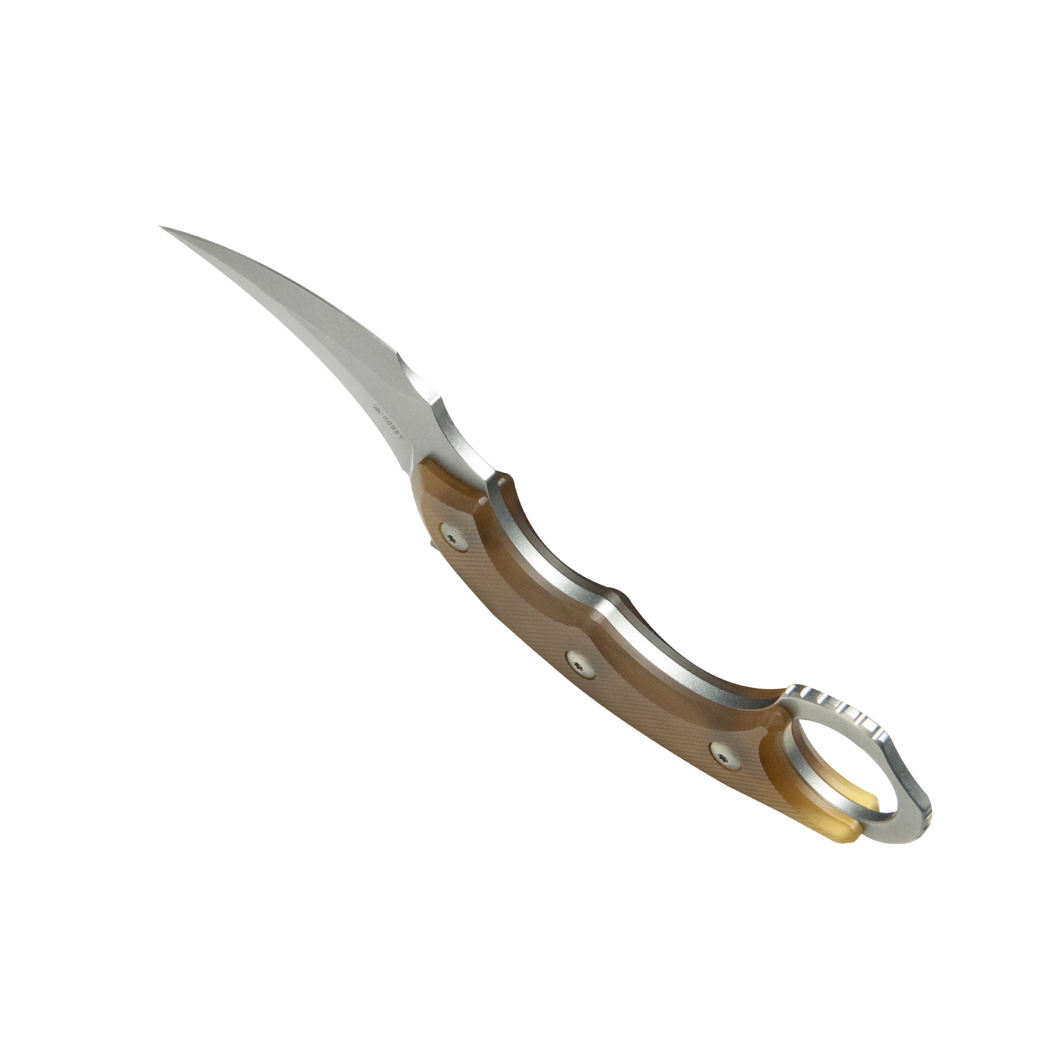 Kubey Velociraptor Pikal Karambit Fixed Blade Knife Ultem Handle 2.99" Beadblast 14C28N Blade KU448B