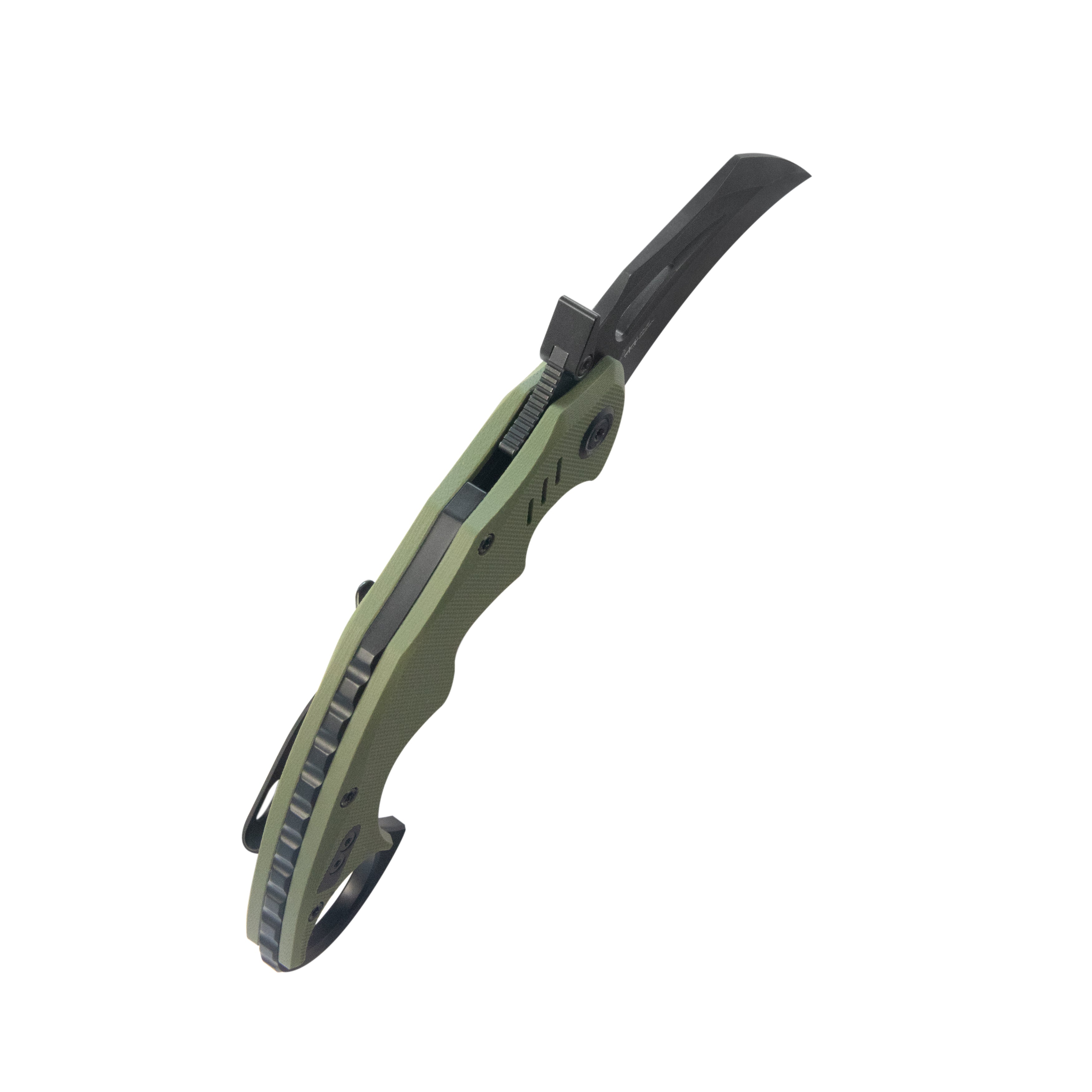 Kubey Mini Wrath Karambit Folding Knife Green G-10 Handle 2.44" Blackwash 14C28N Blade KU262F