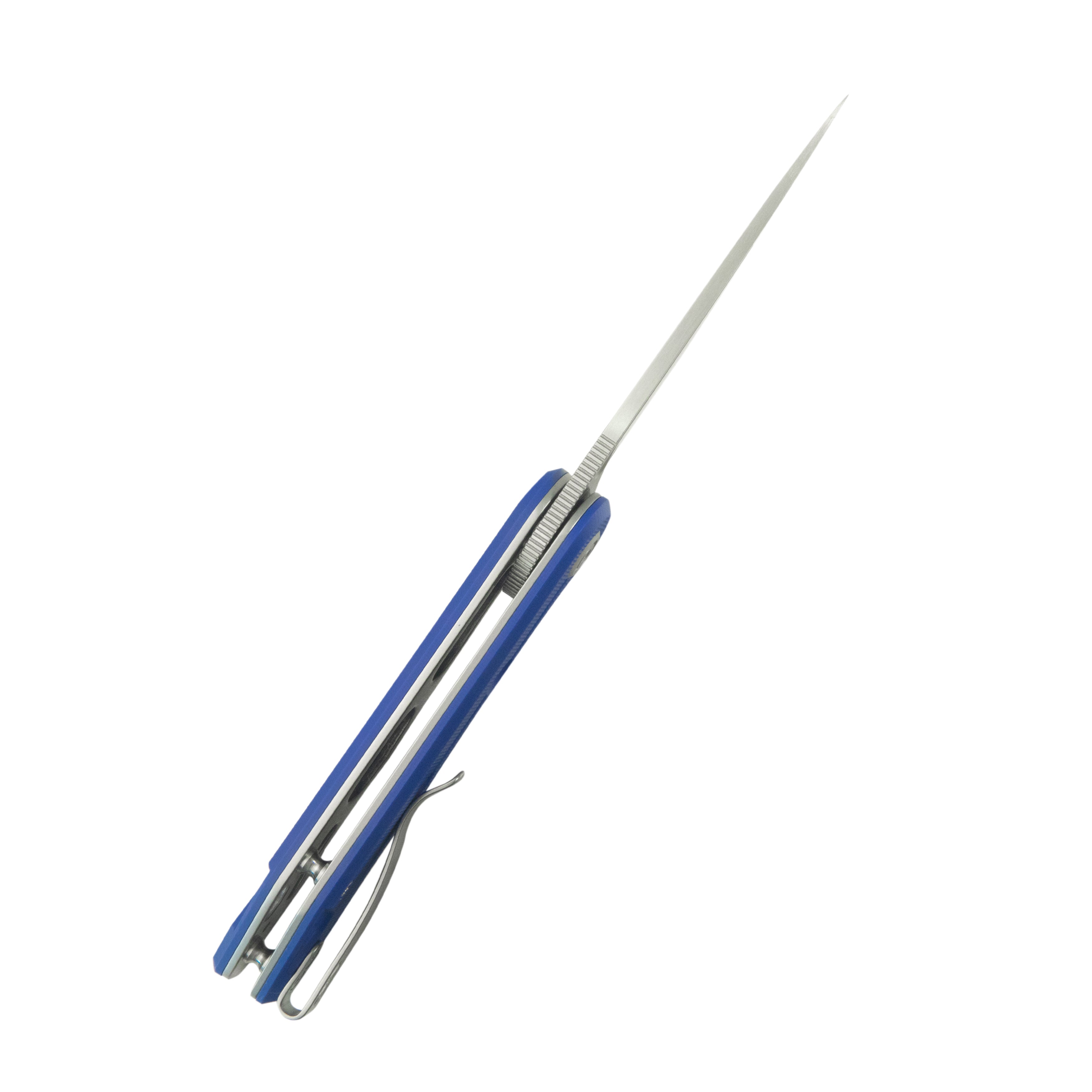 Kubey Mizo Liner Lock Front Flipper Folding Knife Blue G10 Handle 3.15" Satin 14C28N KU2101B