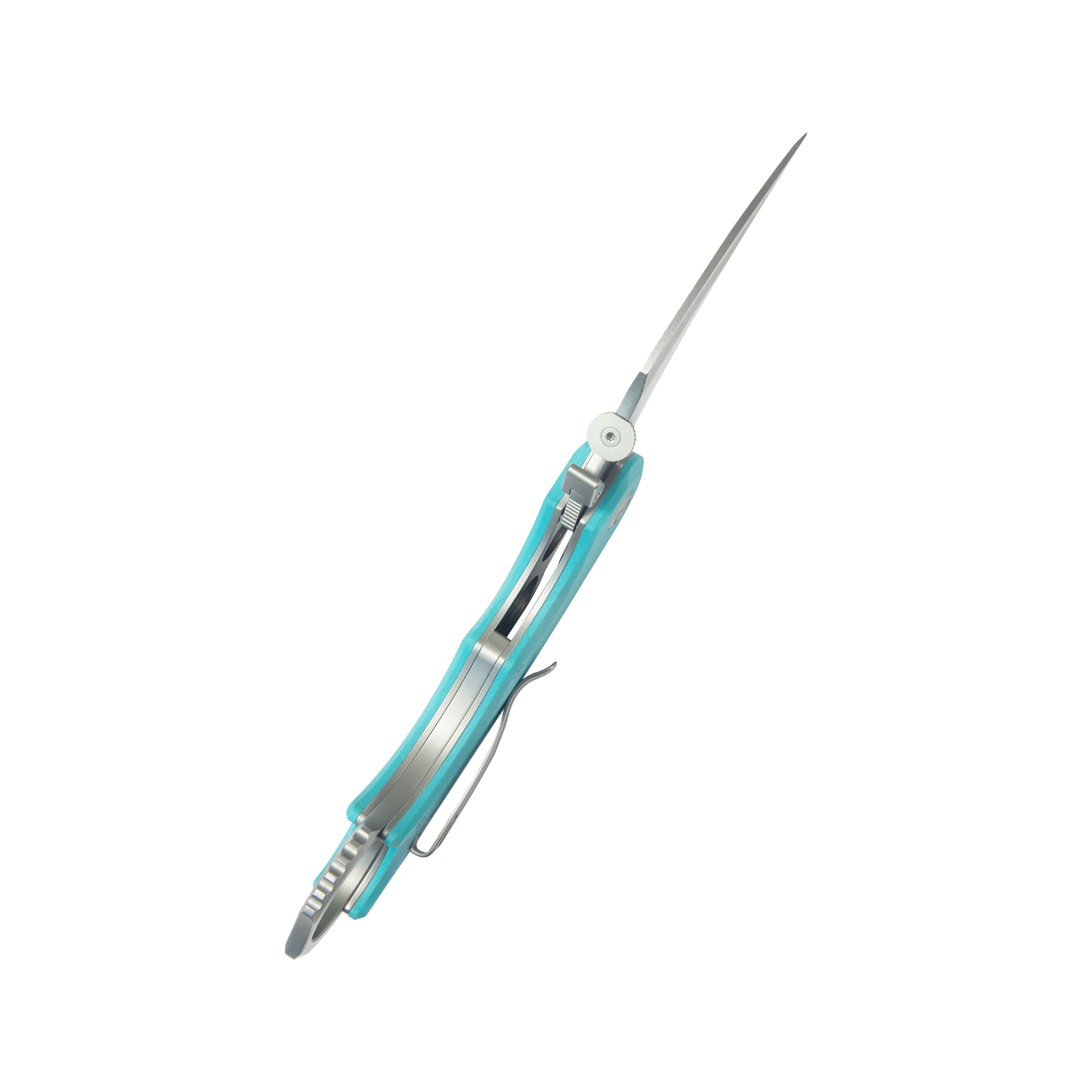 Kubey Rogue Pikal Karambit Folding Knife Tiffany Blue G10 Handle 2.91" Stonewash 14C28N Blade KU298C