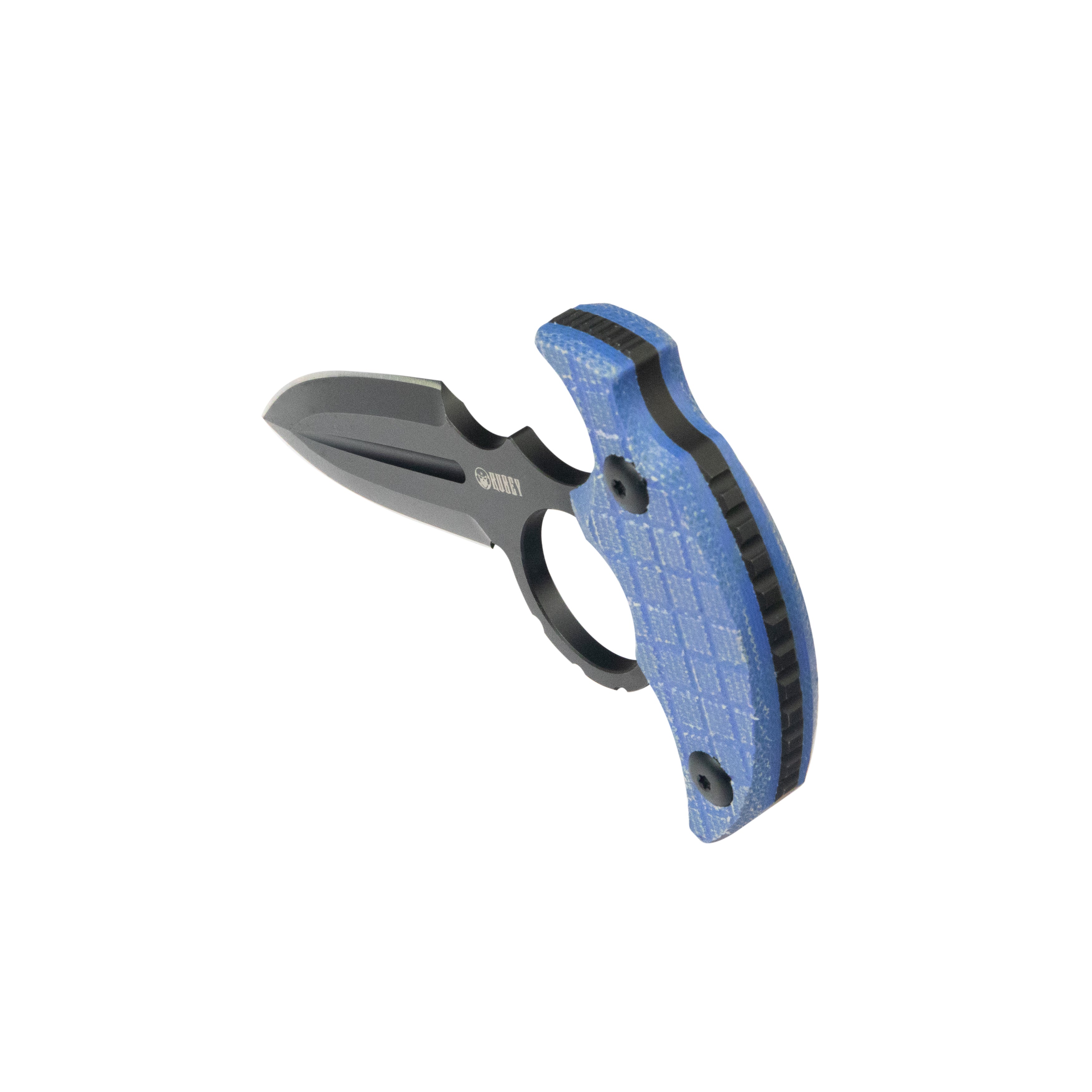 Kubey Cavy Fixed Blade Knife Blue Micarta Handle 2.95'' Blackwash 14C28N Blade KU403C