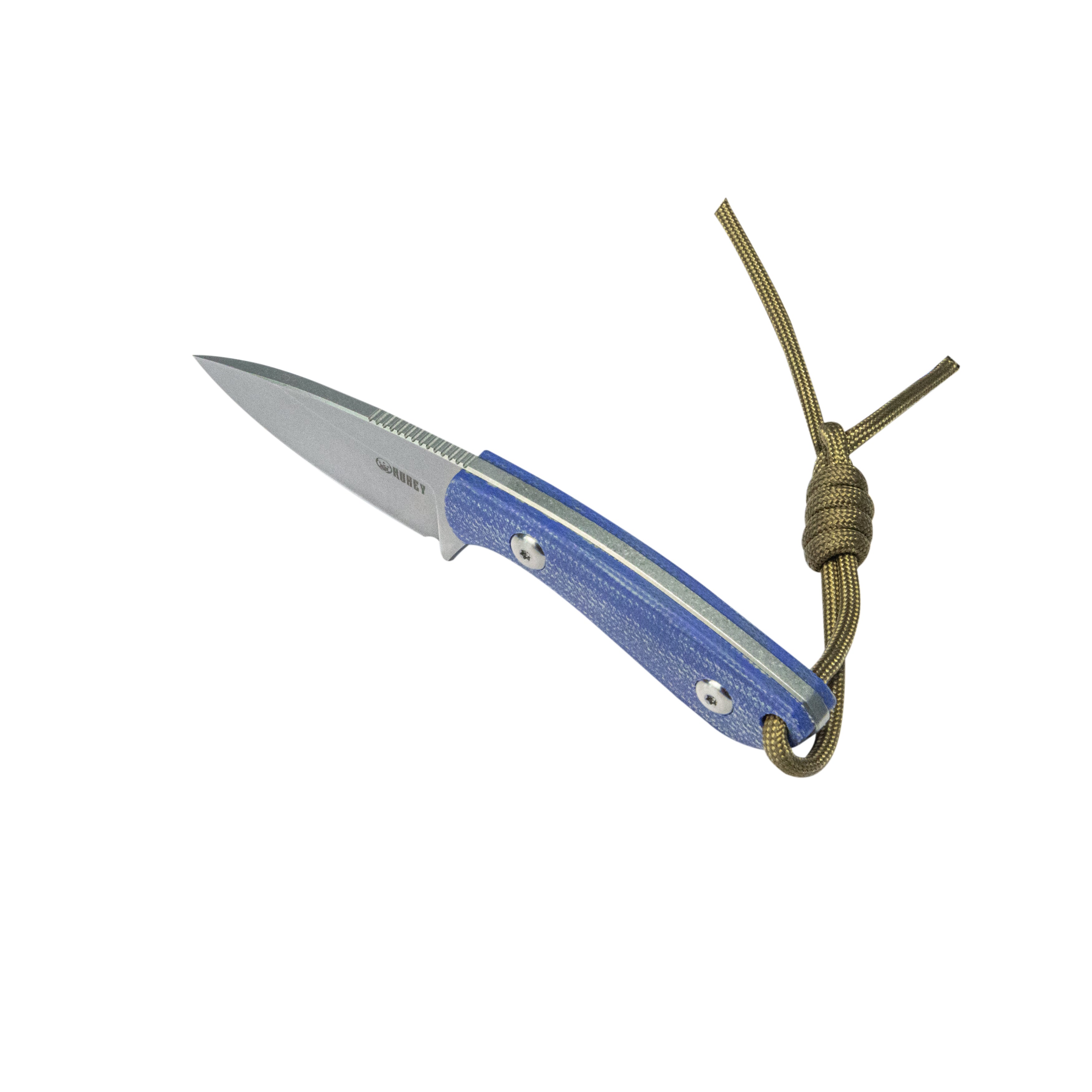 Kubey Bloom Fixed Blade Knife Blue Micarta Handle 2.60" Beadblast 14C28N Blade KU411B