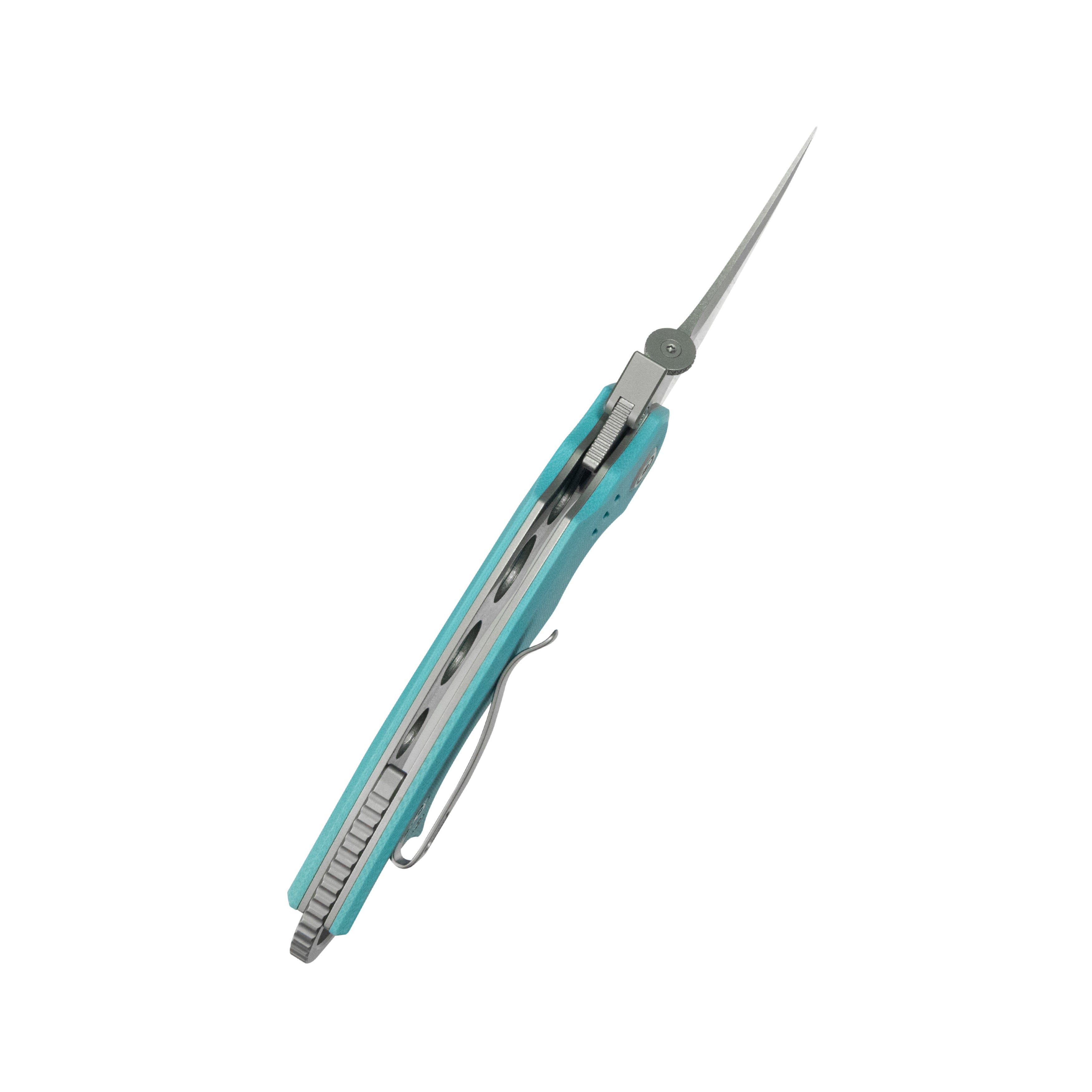 Kubey Jaw Pikal Karambit Folding Knife Tiffany Blue G-10 Handle 2.52" Beadblast 14C28N Blade KU440B