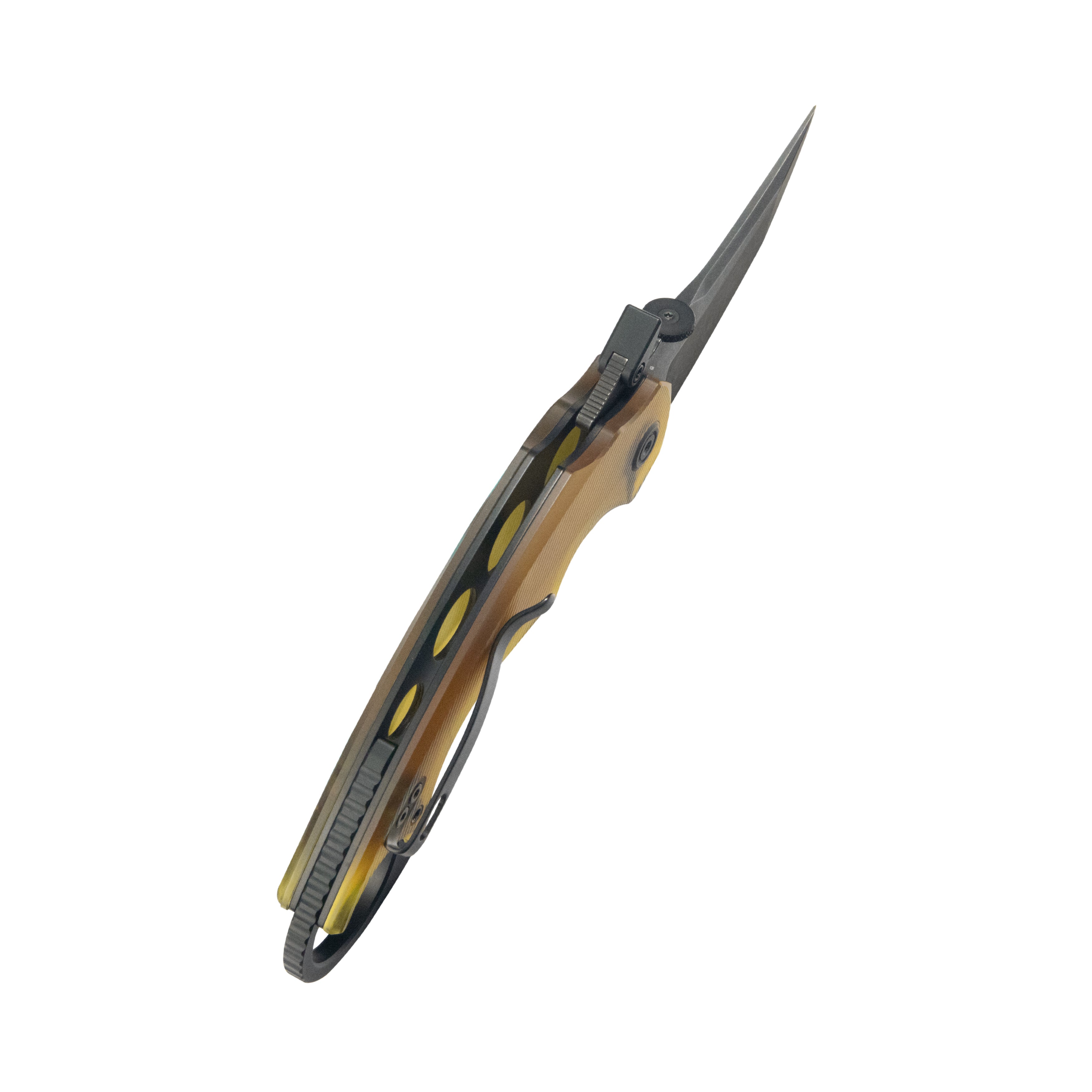 Kubey Jaw Tanto Karambit Folding Knife Ultem Handle 2.52" Blackwash 14C28N Blade KU439E