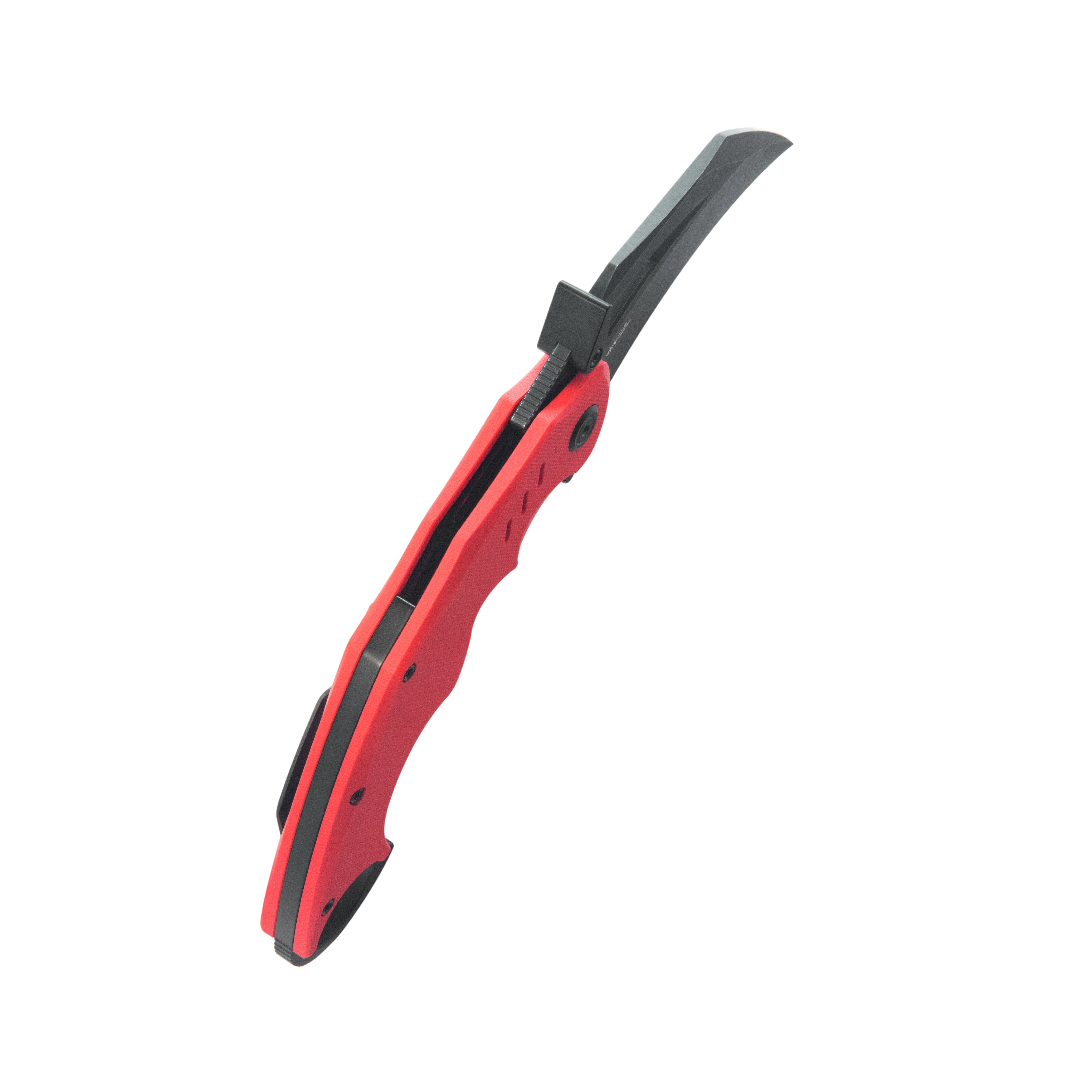 Kubey Wrath Karambit Folding Knife Red G-10 Handle 2.68" Blackwash 14C28N Blade KU261H