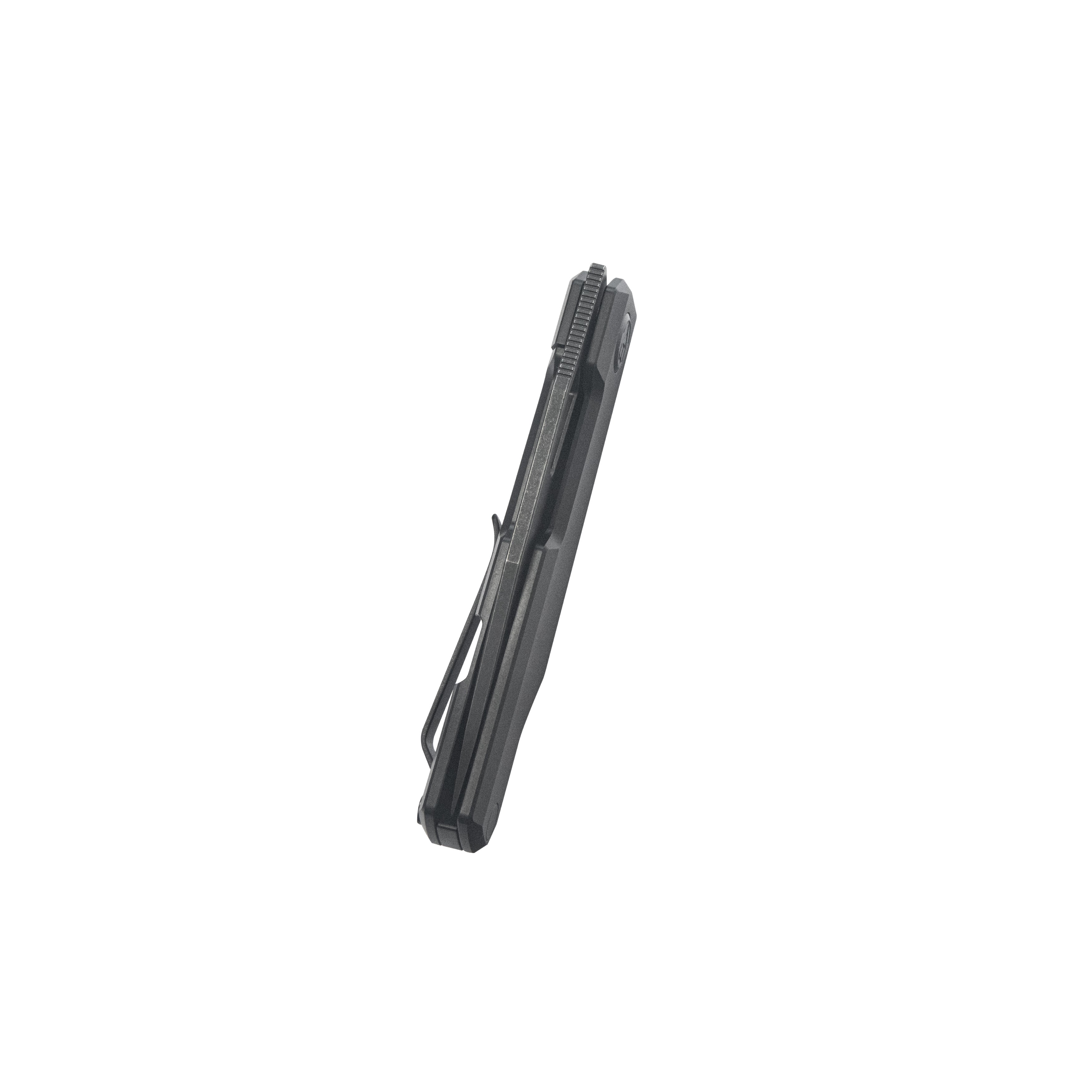 Kubey Verijero Fronter Flipper Pocket Folding Knife Black Coating 6AL4V Titanium Handle 3.35" Blackwash 14C28N KB340D