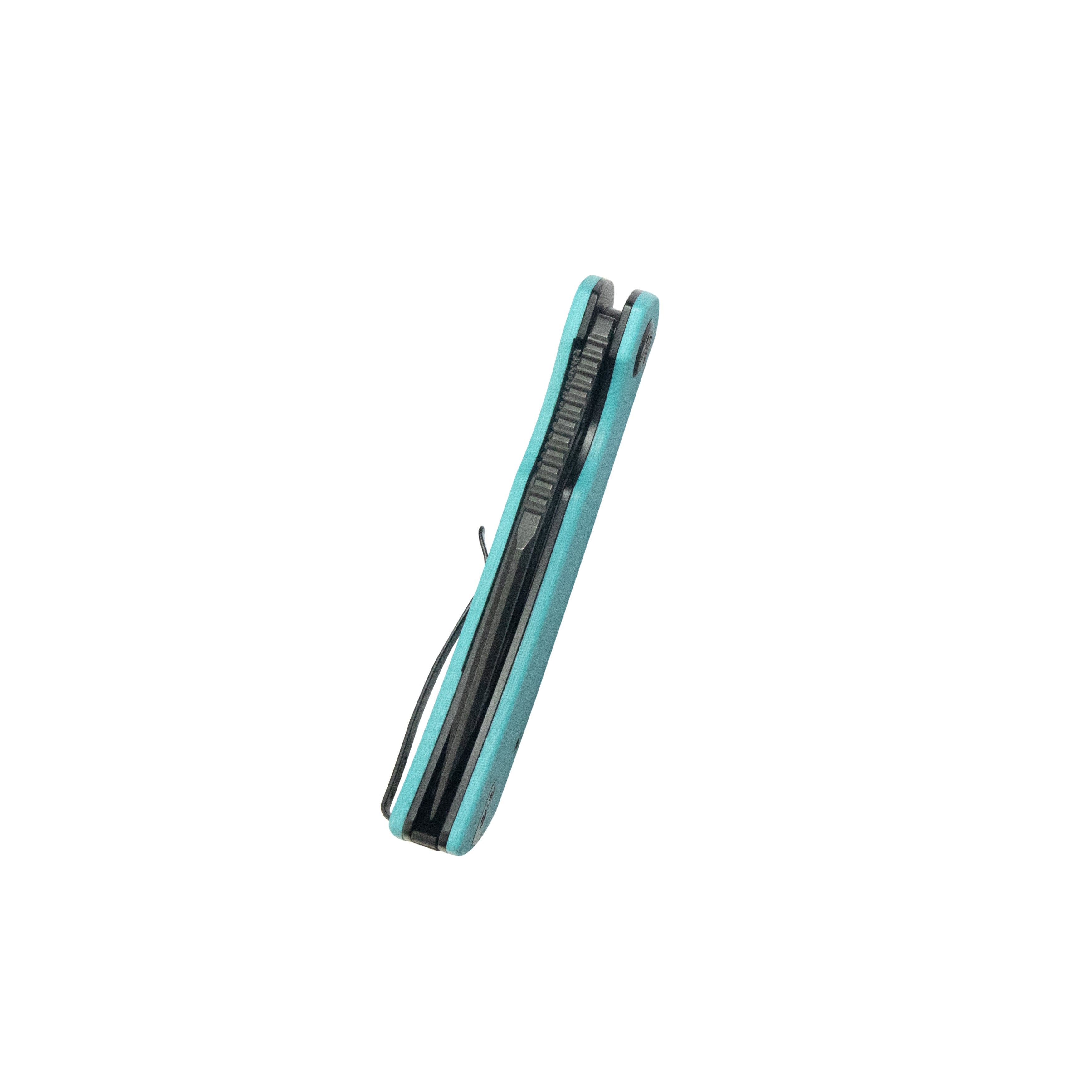 Kubey Gurkha EDC Folding Knife Tiffany Blue G-10 Handle 3.50" Blackwash Sandvik 14C28N Blade Knife KU397F