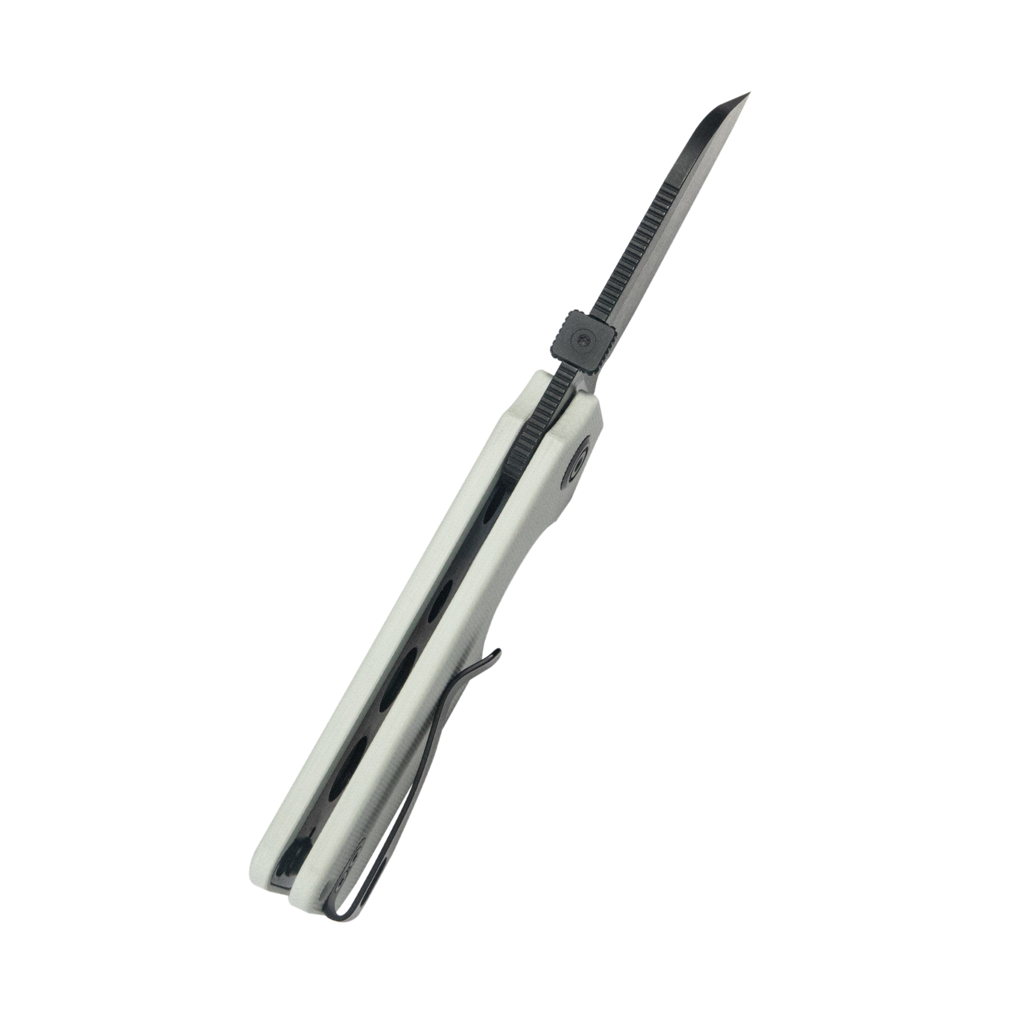 Boxer Liner Lock Flipper Folding Knife White G10 Handle 2.4" Blackwash 14C28N KU407E