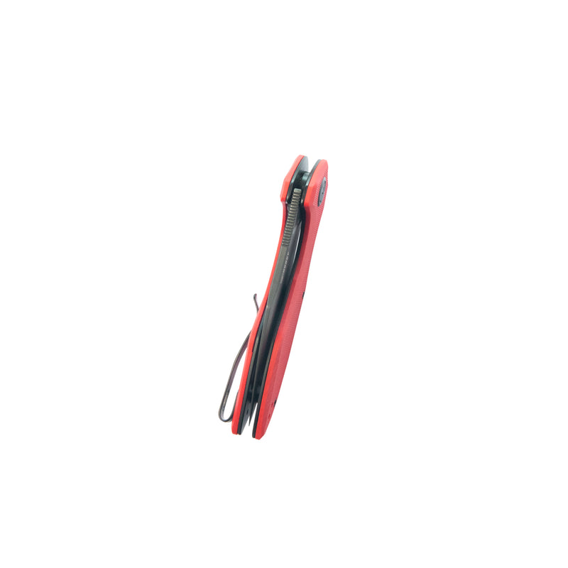 Noble Flipper Folding Knife Red G10 Handle 3.15" Blackwash 14C28N KU236P
