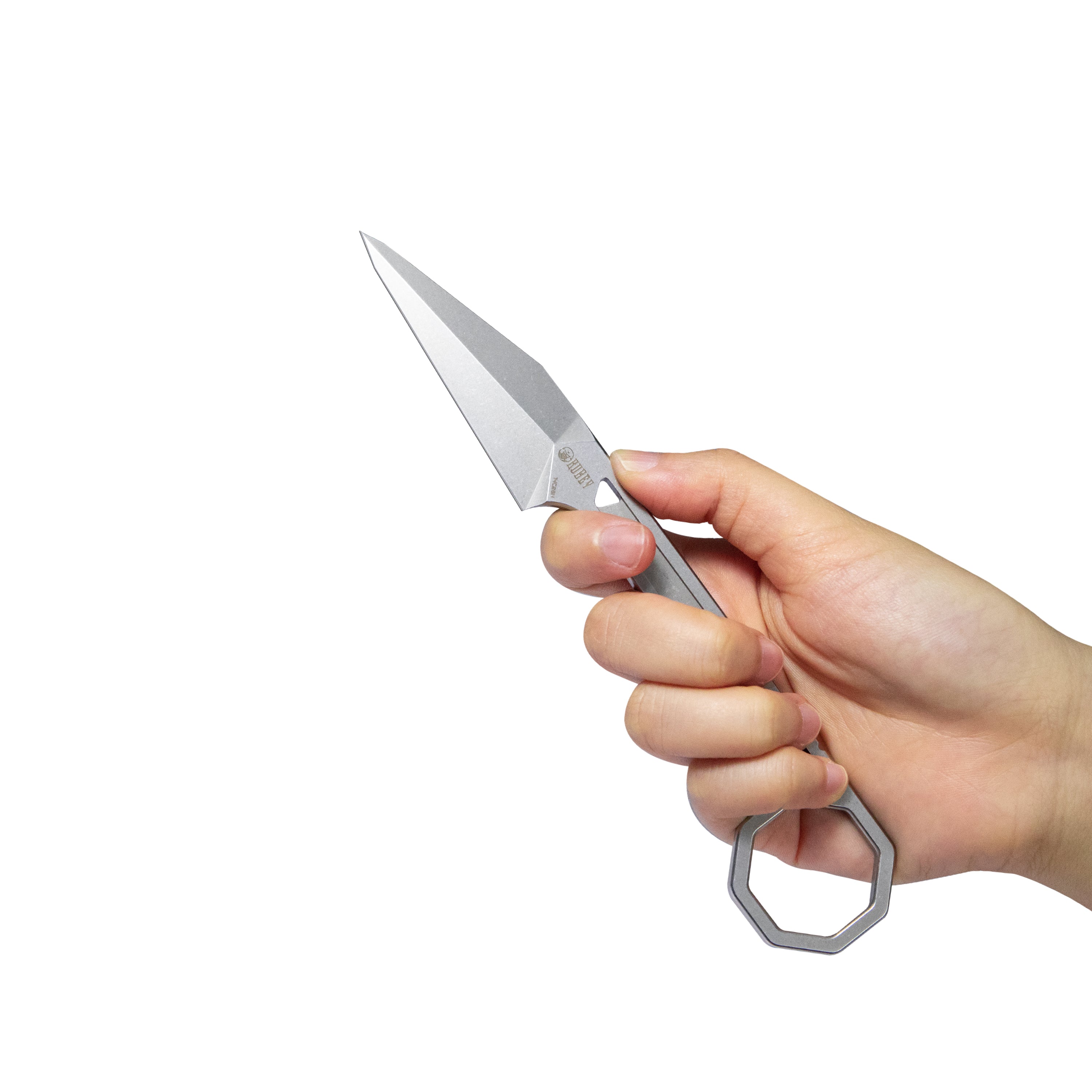 Kubey 12.7 Every Day Carry Fixed Blade Knife Skeletonized Handle 2.60" Bead Blaseted 14C28N KU364