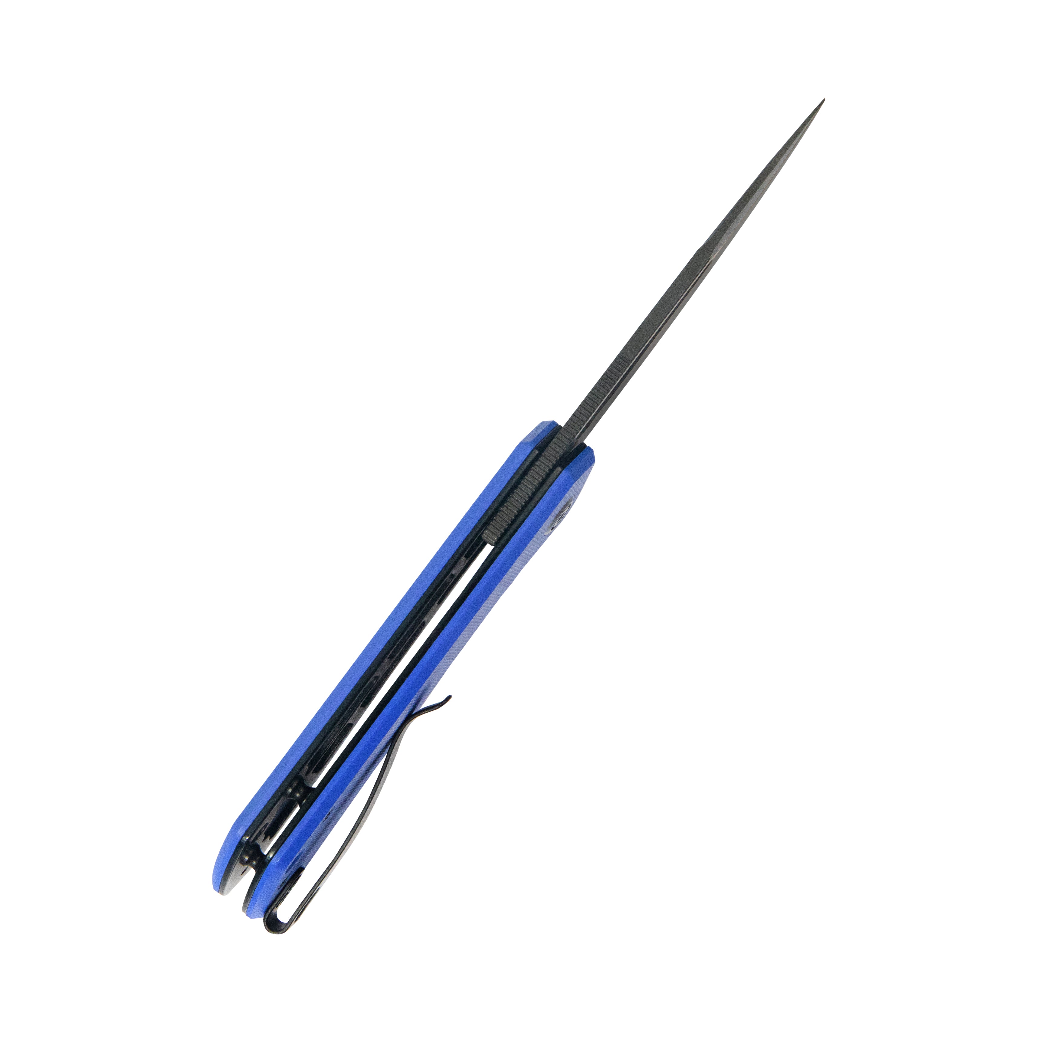 Kubey Thalia Front Flipper EDC Pocket Folding Knife Blue G10 Handle 3.27" Blackwash 14C28N KU331P