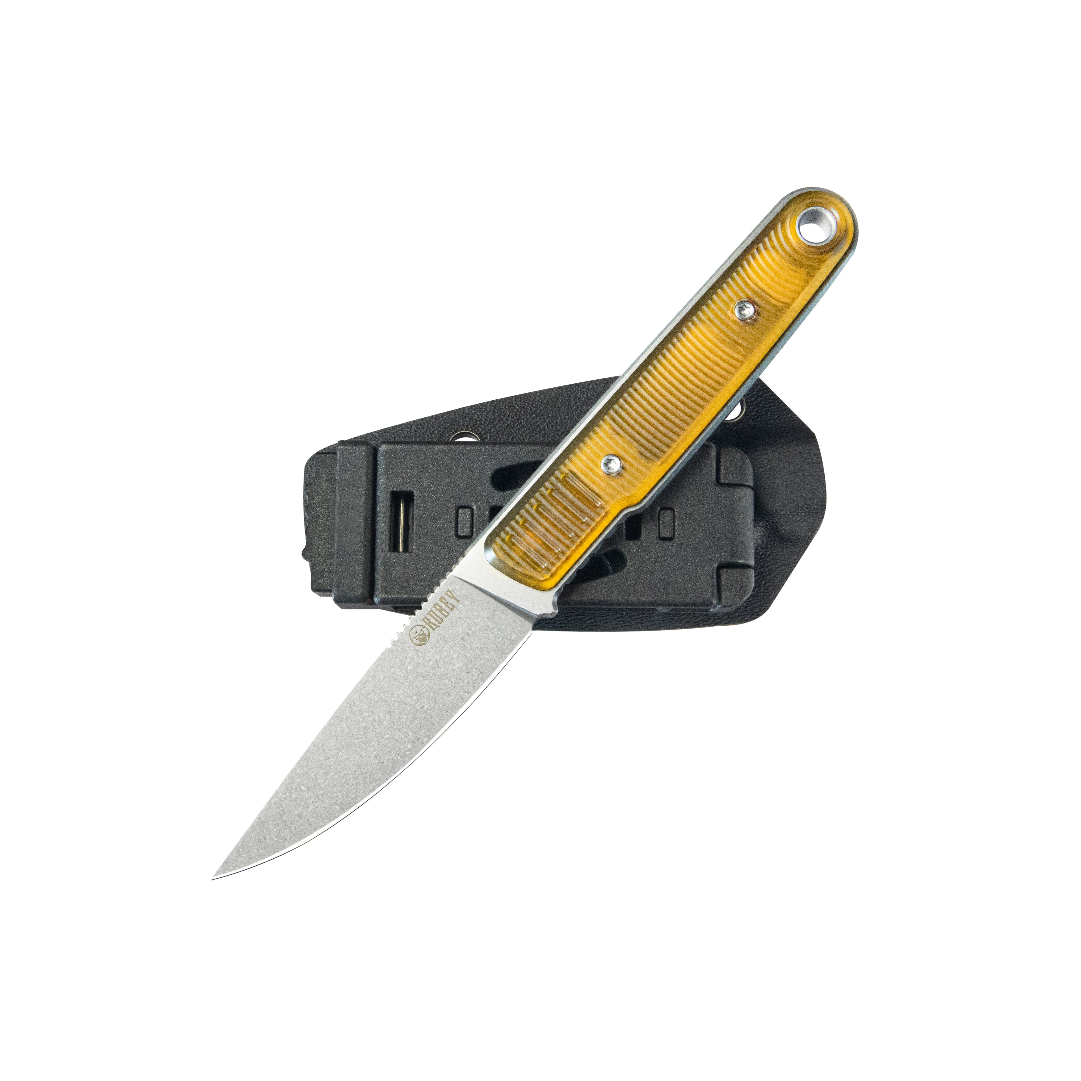 Kubey JL Drop Point Fixie Every Day Carry Fixed Blade Knife Ultem 3.11'' Drop Point Beadblast 14C28N KU356C