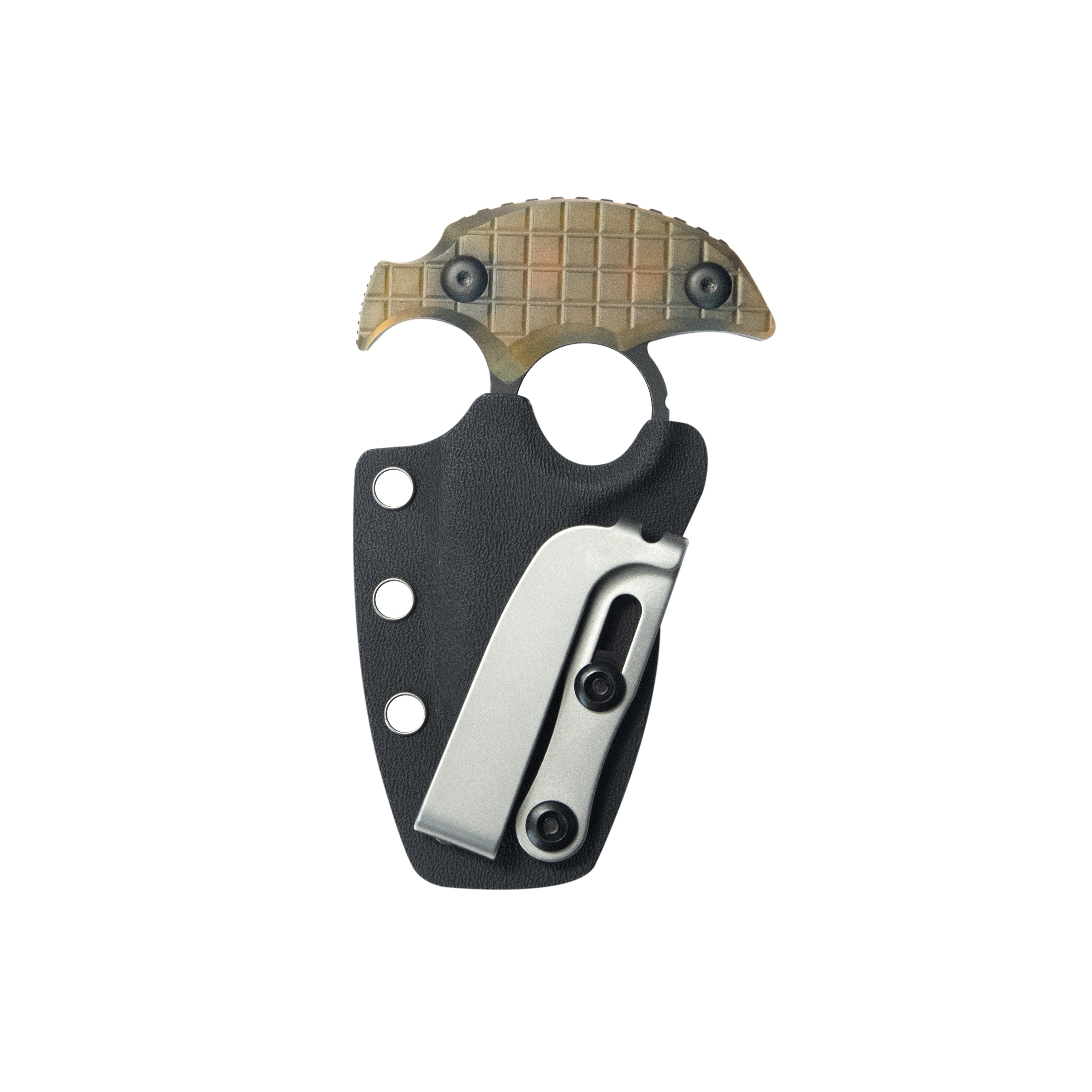 Kubey Cavy Fixed Blade Knife Ultem Handle 2.95'' Blackwash 14C28N Blade KU403E