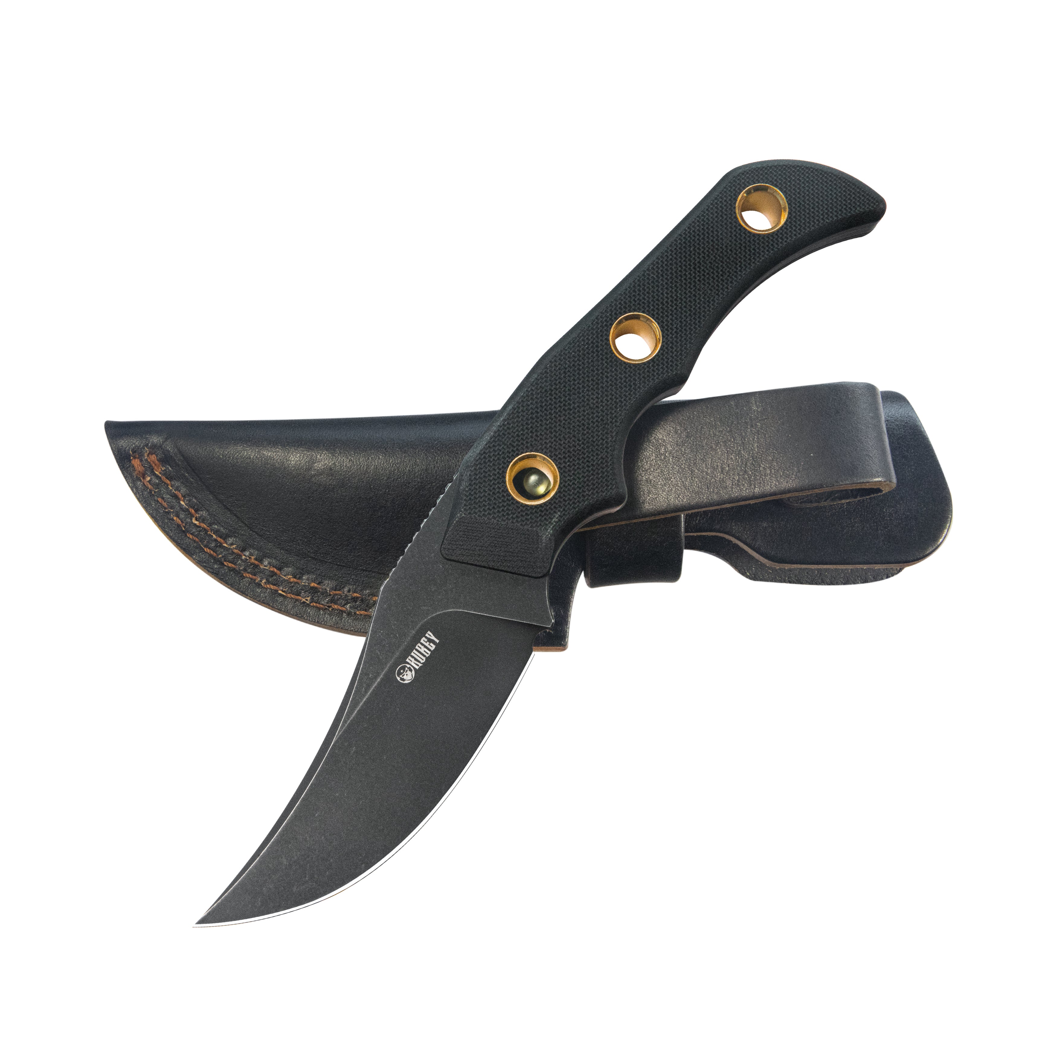 Mikkel Willumsen Design Blade Hunter Clip Point EDC Fixed Blade Knife Black G10 Handle 3.38" Blackwash 14C28N KU375B