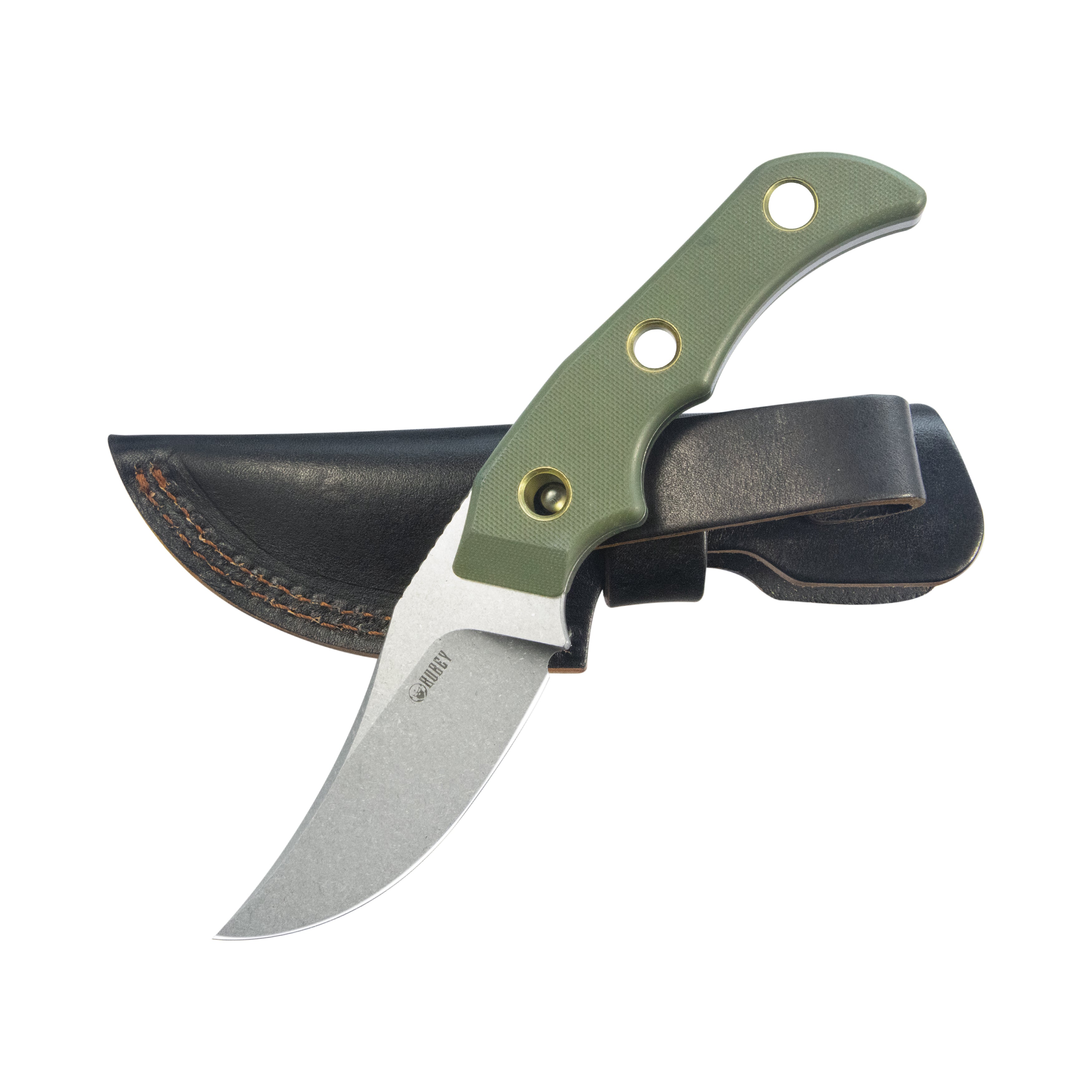 Mikkel Willumsen Design Blade Hunter Clip Point EDC Fixed Blade Knife Green G10 Handle 3.38" Beadblast 14C28N KU375C