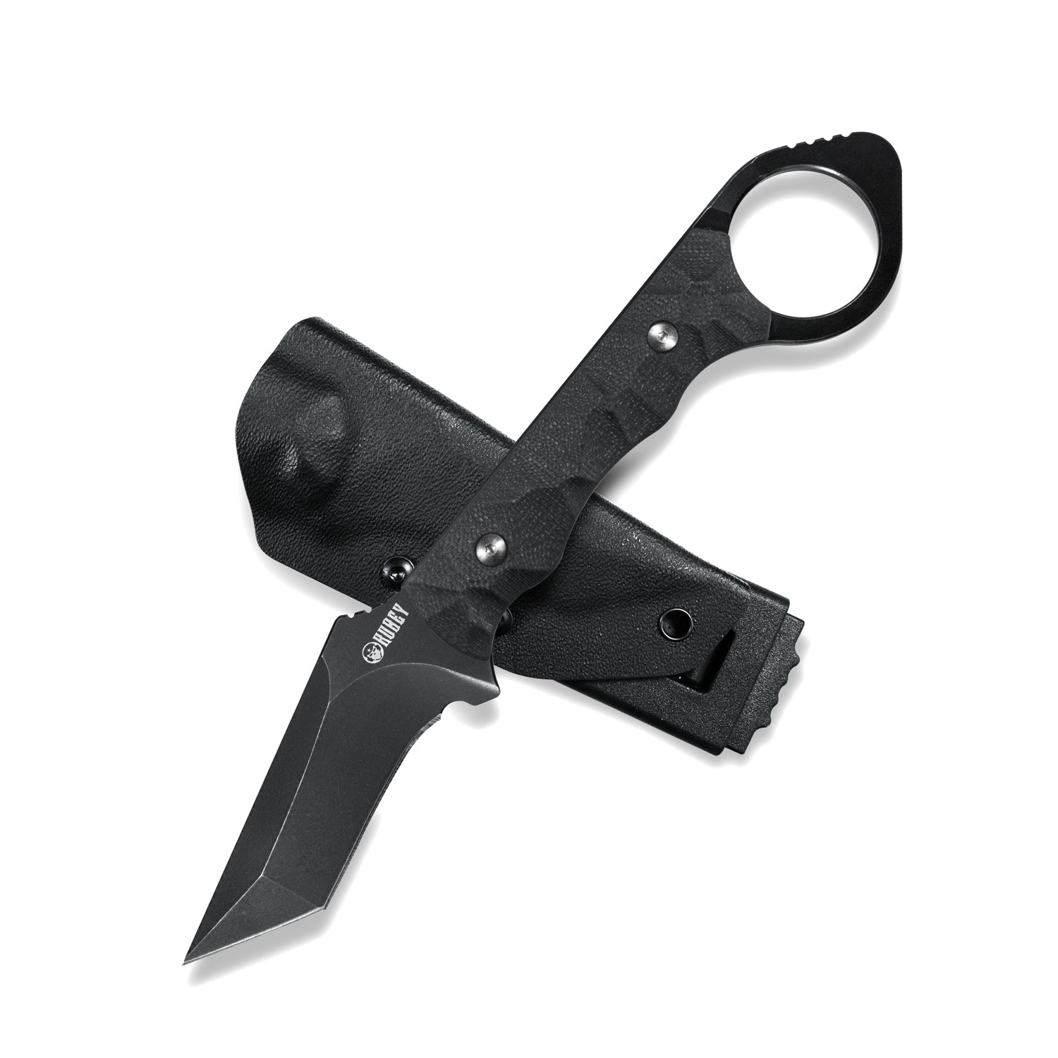 WOLF E-CQC Fixed Blade Knife Black G10 Handle w/Kydex 2.76" Dark Stonewashed D2 KU320B