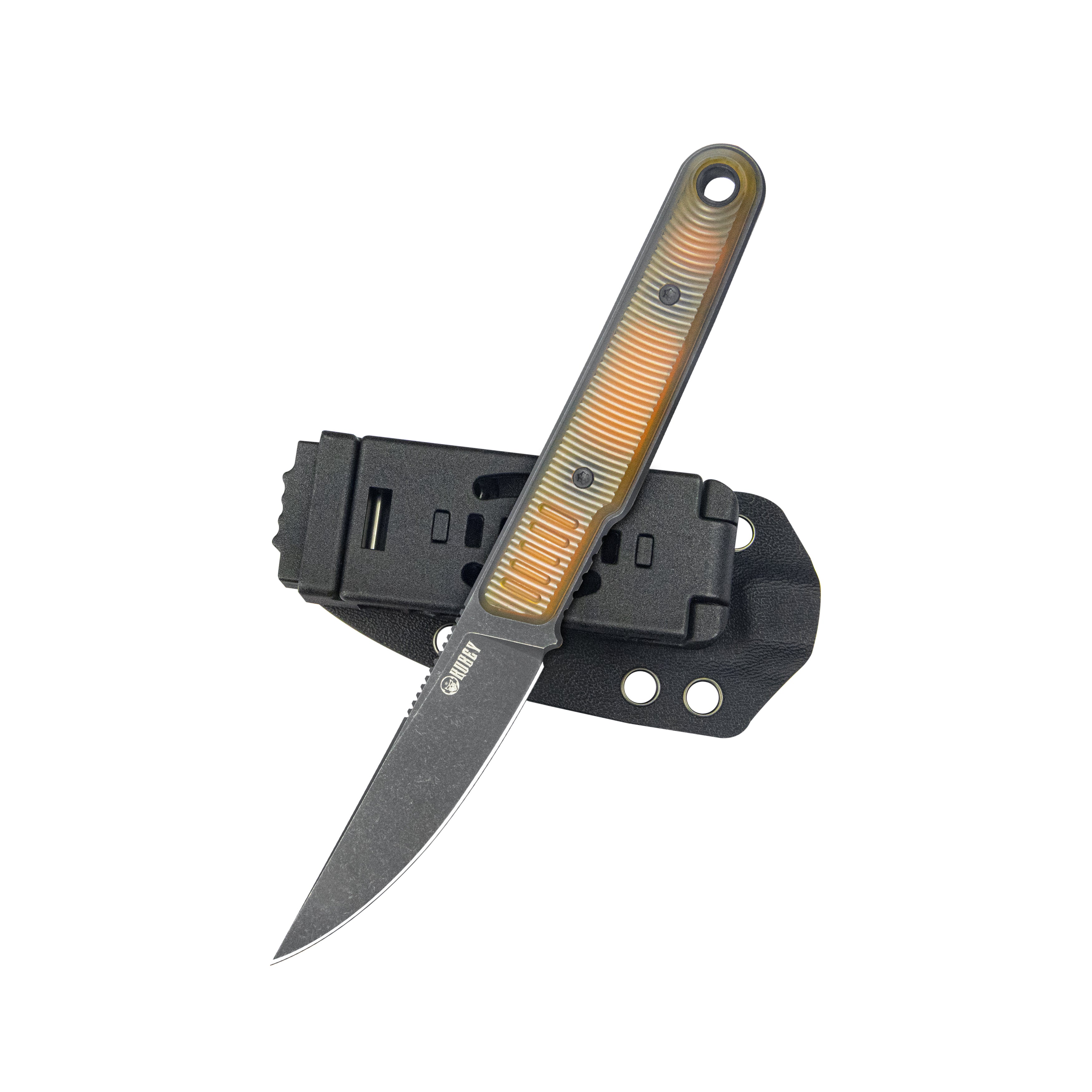 Kubey JL Kwaiken Fixie Every Day Carry Fixed Blade Knife Ultem G-10 3.11'' Blackwash 14C28N KU355D