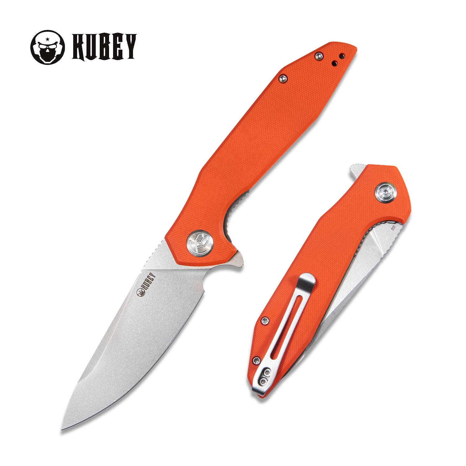 Nova Liner Lock Flipper Folding Pocket Knife Orange G10 Handle Beadblasted D2 KU117H