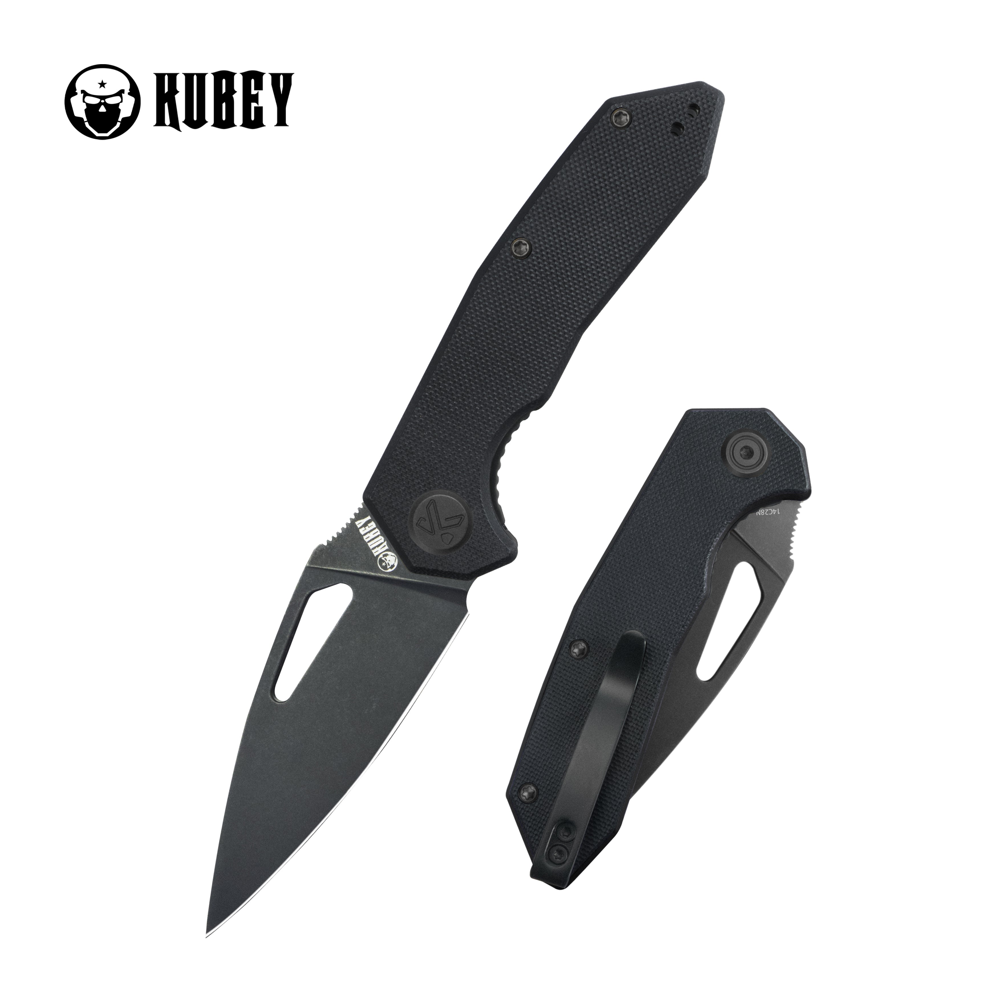 Coeus Liner Lock Thumb Open Folding Knife Black G10 Handle EDC knives 3.11" Blackwash 14C28N KU122X