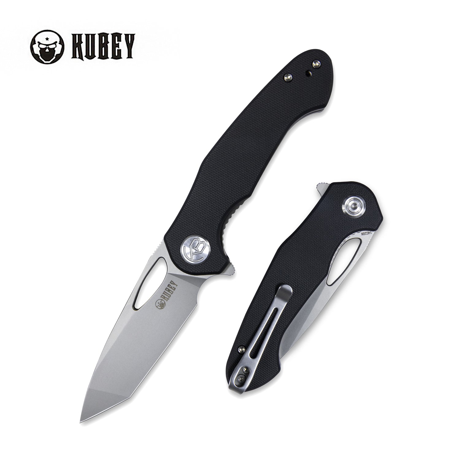 Kubey Dugu Liner Lock Folding Knife Black G10 Handle 2.91'' Beadblasted 14C28N Blade KU159C
