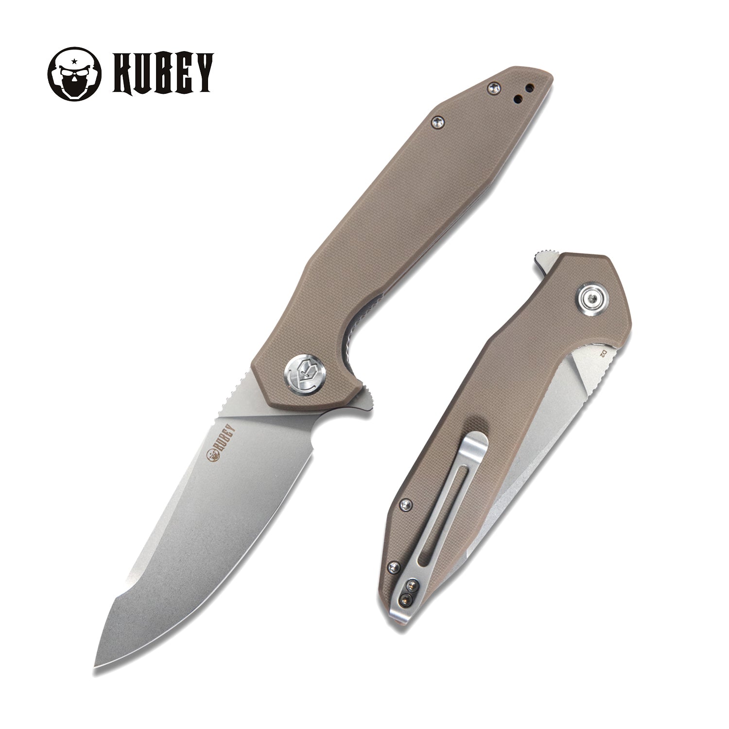 Nova Liner Lock Flipper Folding Pocket Knife Tan G10 Handle Beadblasted D2 KU117I
