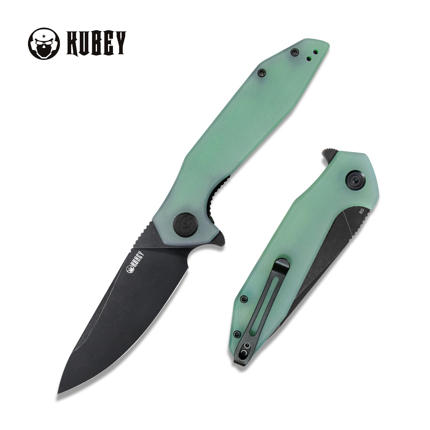 Nova Liner Lock Flipper Folding Pocket Knife Jade G10 Handle Blackwashed D2 KU117G