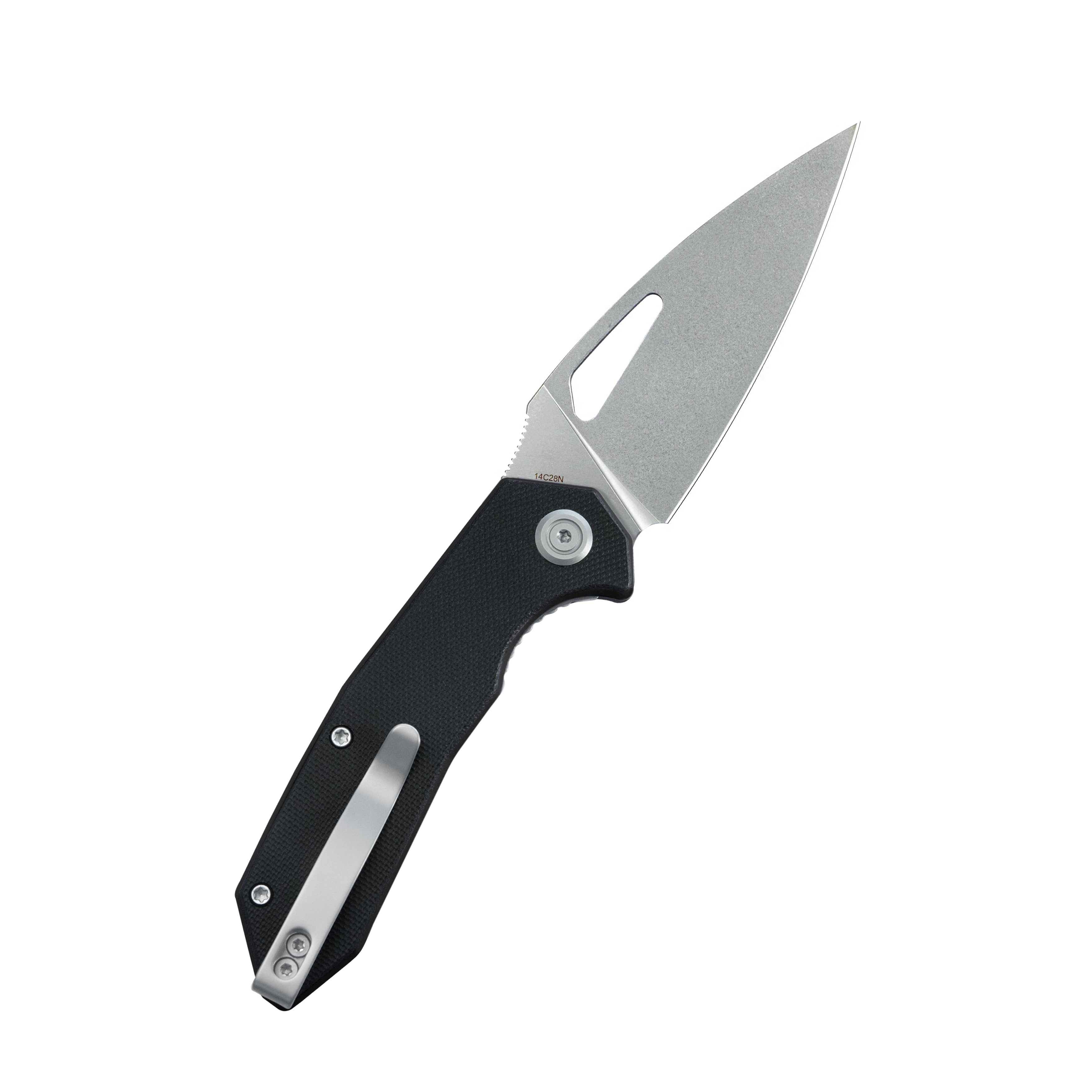 Kubey Coeus Liner Lock Thumb Open Folding Knife Black G10 Handle EDC knives 3.11" Stonewash 14C28N KU122U