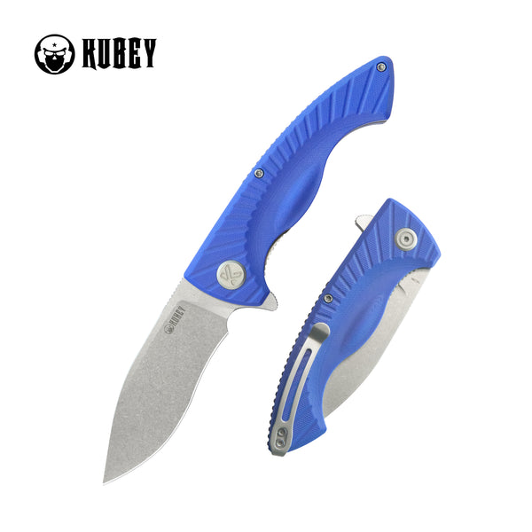 Timberwolf Flipper Outdoor Folding Knife Blue G-10 Handle 3.46" Stonewash 14C28N Blade KU208G