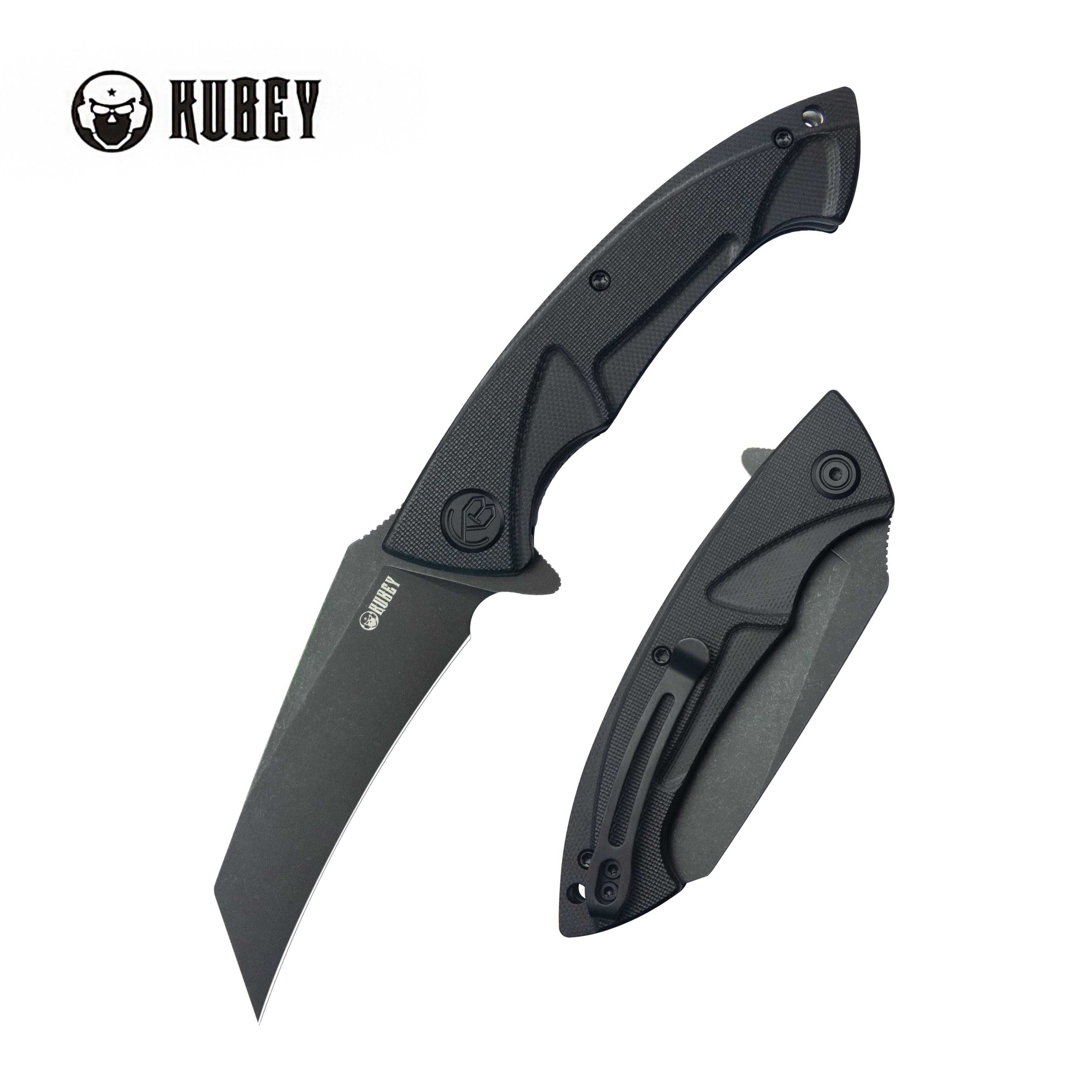 Kubey Anteater Liner Lock Folding Knife Black G10 Handle 3.5" Blackwash 14C28N KU212D