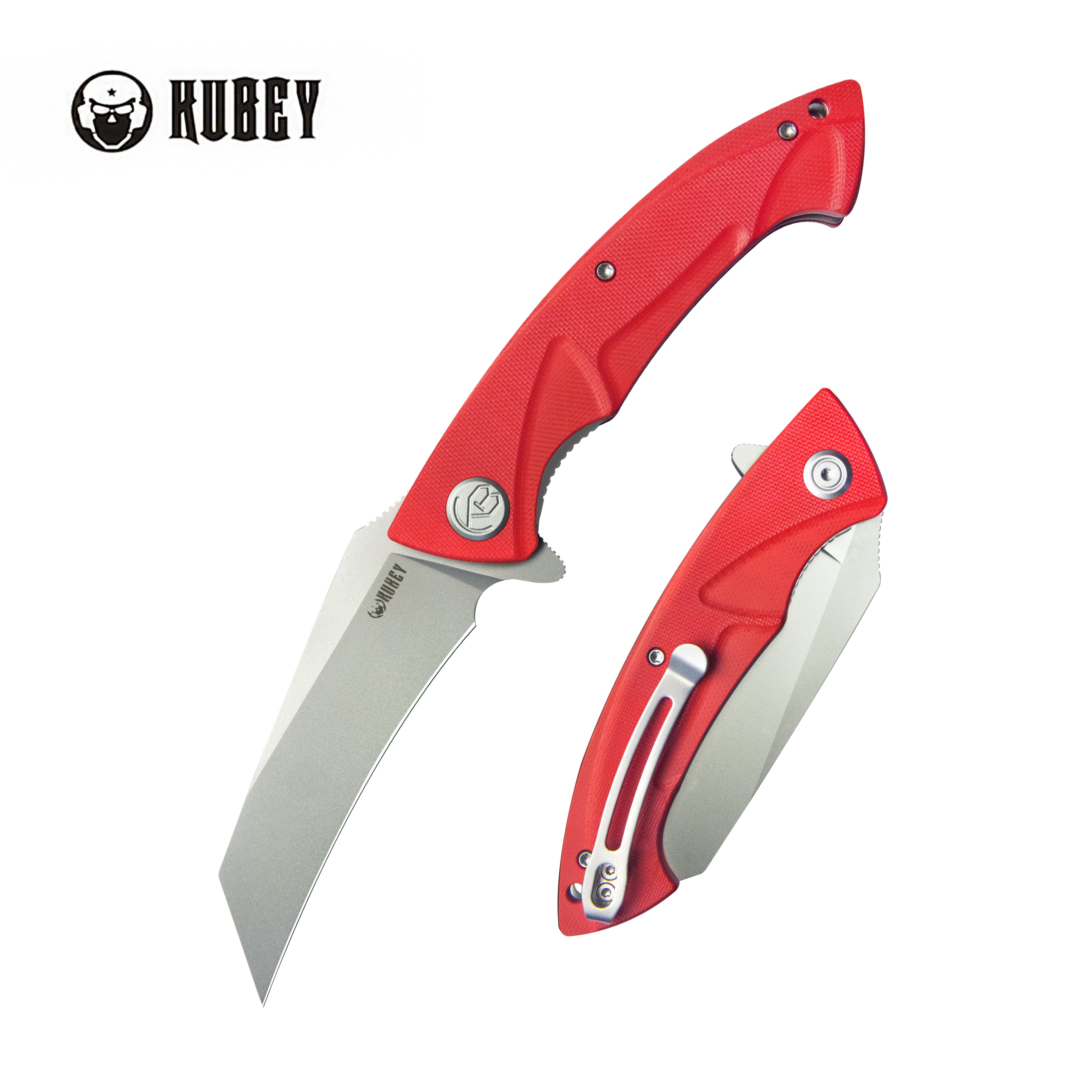 Kubey Anteater Liner Lock Folding Knife Red G10 Handle 3.42" Sandblast 14C28N KU212H