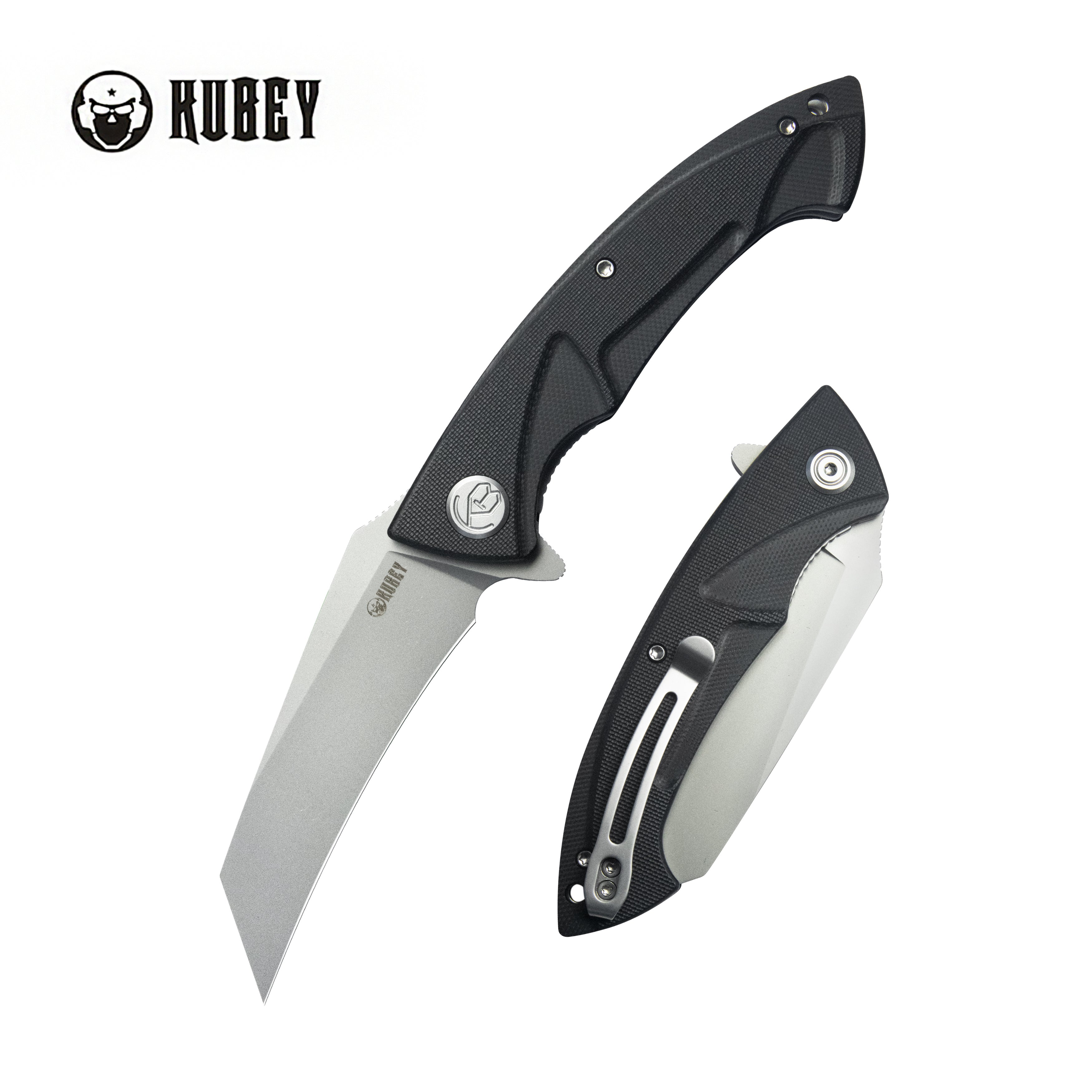 Kubey Anteater Liner Lock Folding Knife Black G10 Handle 3.42" Sandblast 14C28N KU212I