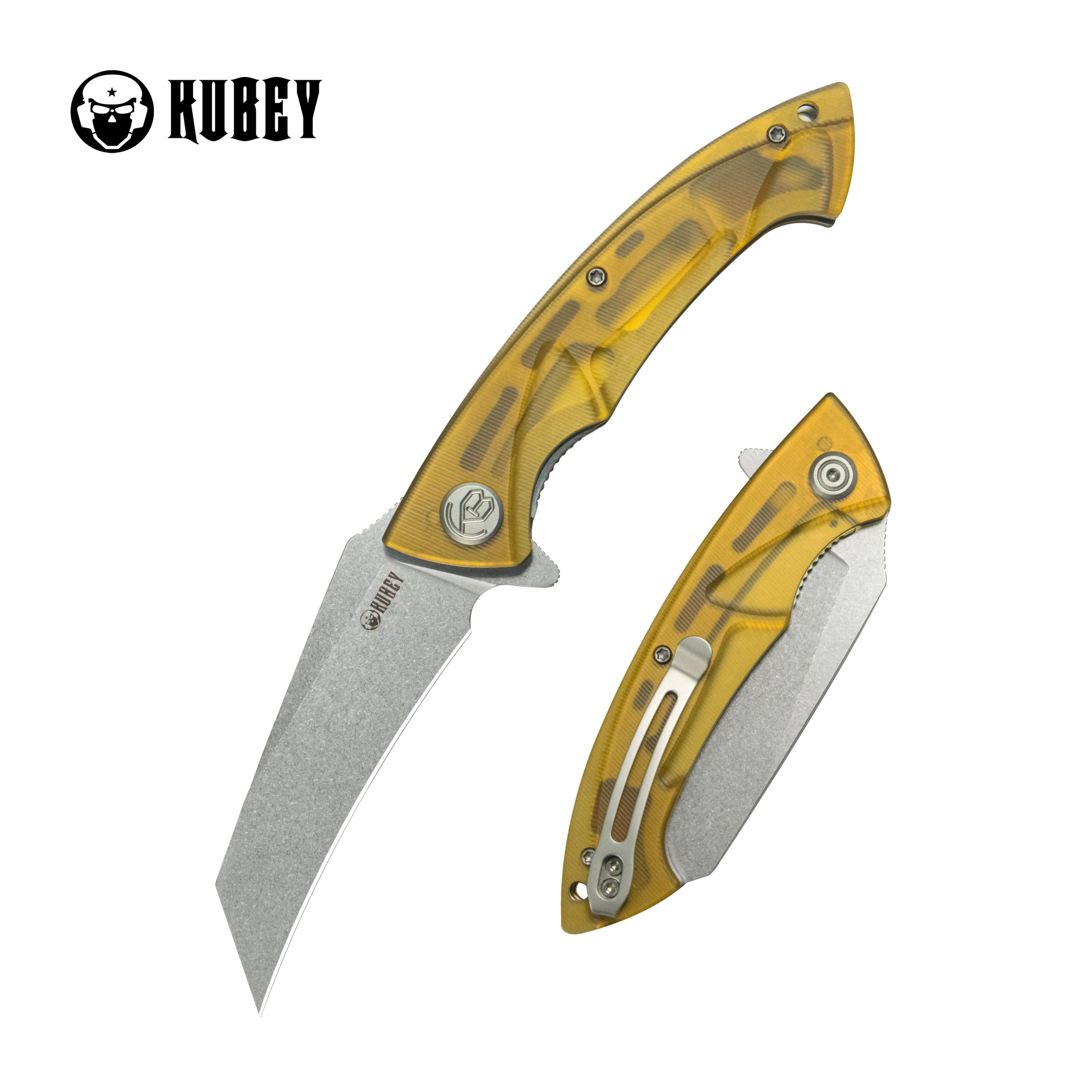 Kubey Anteater Liner Lock Folding Knife Ultem Handle 3.42" Sandblast 14C28N Blade KU212L