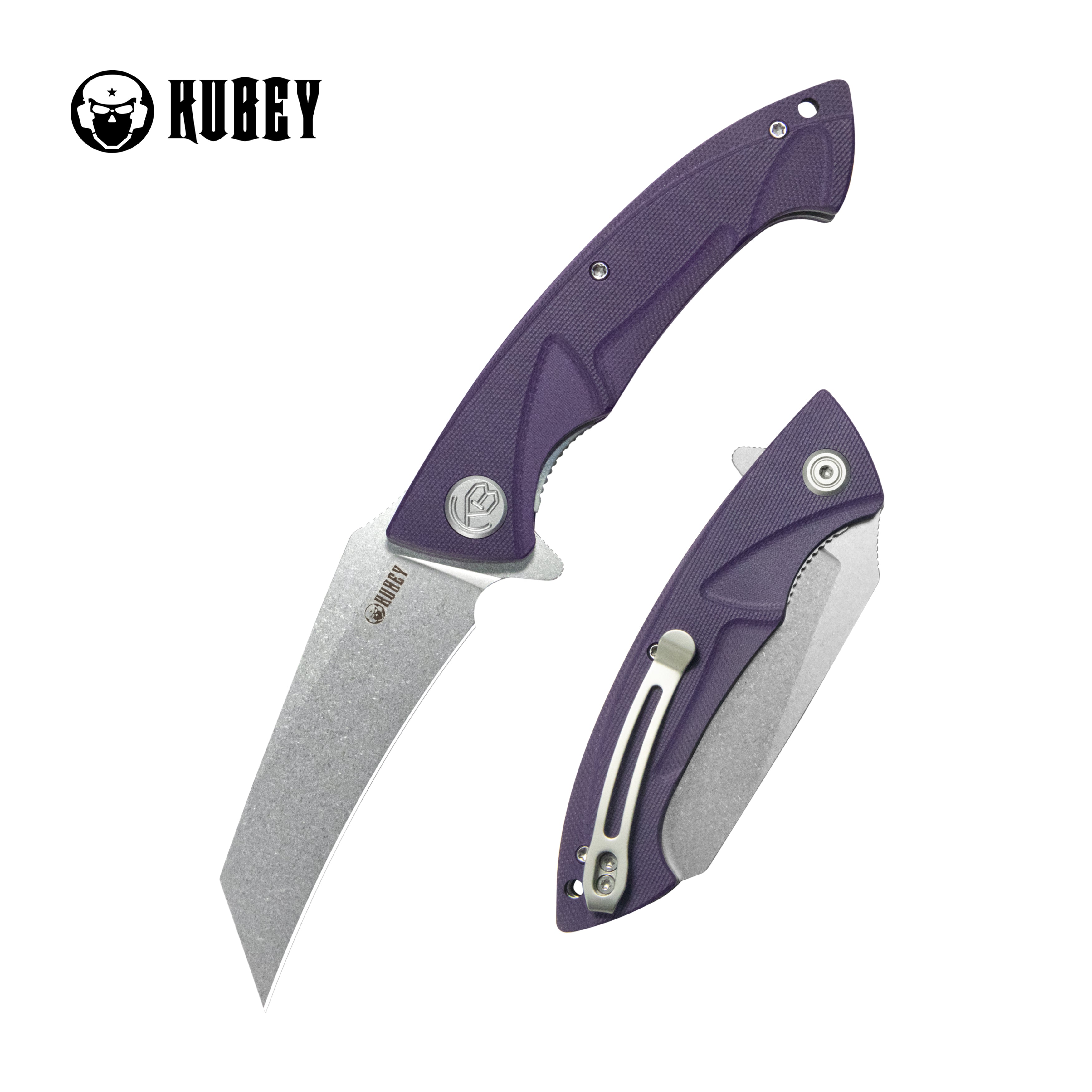 Kubey Anteater Liner Lock Folding Knife Purple G10 Handle 3.42" Sandblast 14C28N Blade KU212N