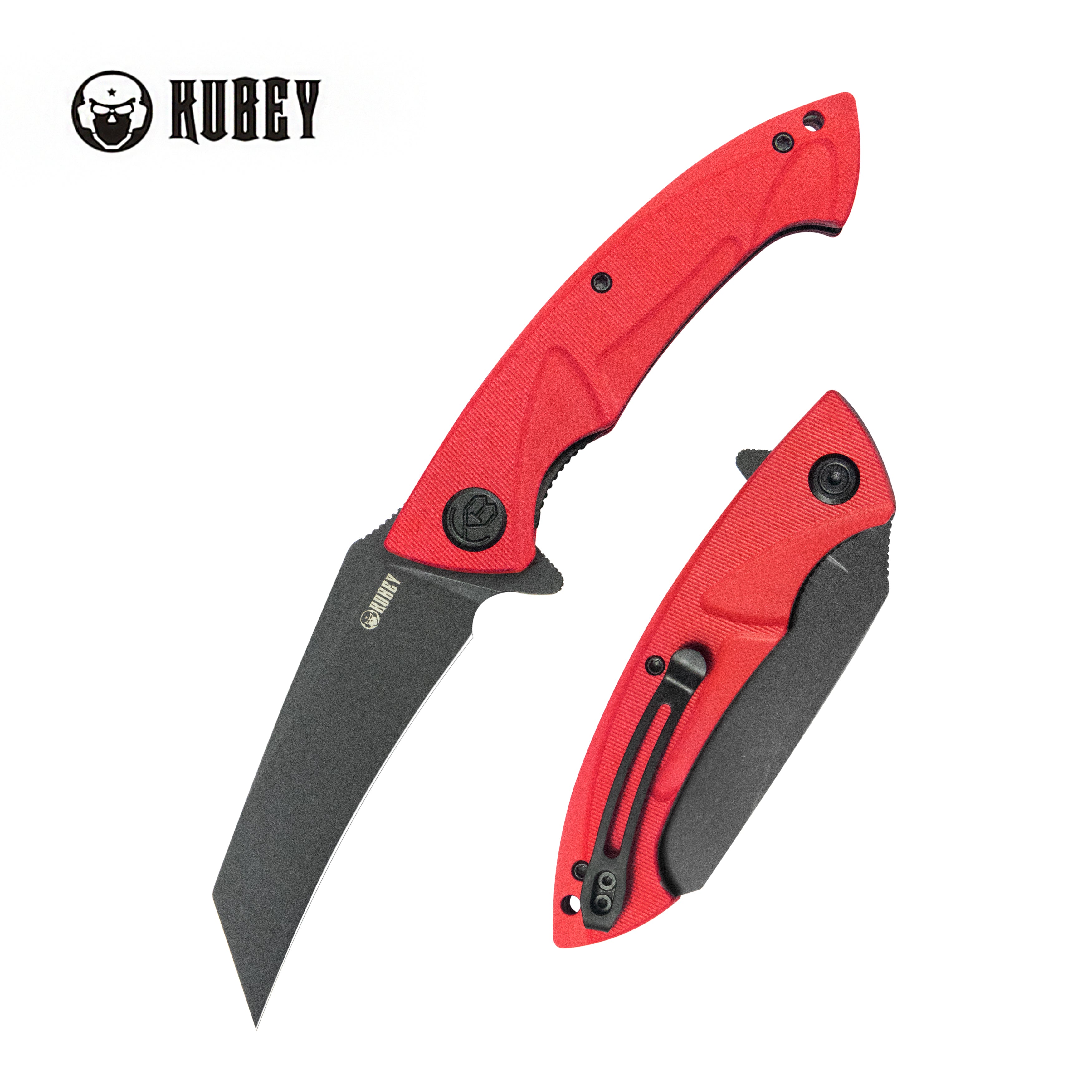 Kubey Anteater Liner Lock Folding Knife Red G10 Handle 3.42" Blackwash 14C28N KU212F