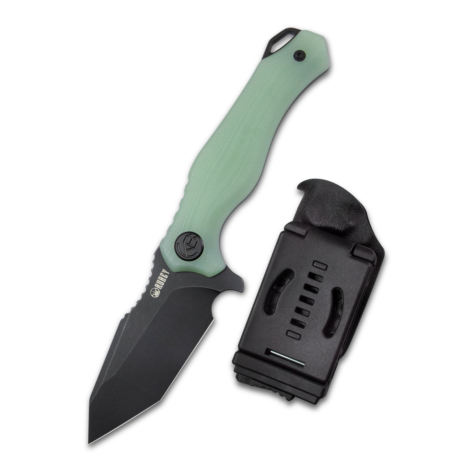 Golf EDC Fixed Blade Knife Jade G-10 Handle 3.07" Blackwashed AUS-10 with Kydex Sheath KU230D