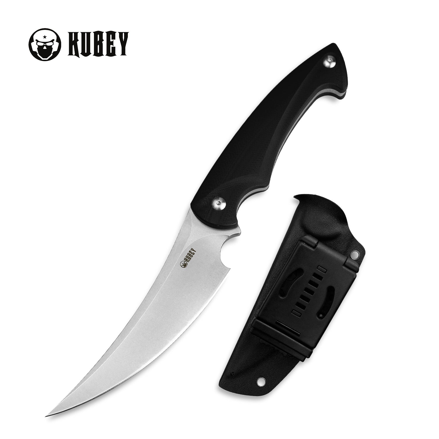 Scimitar Fixed Blade Hunting Knife G10 Handle (5.4" Stonewashed D2) KU231A