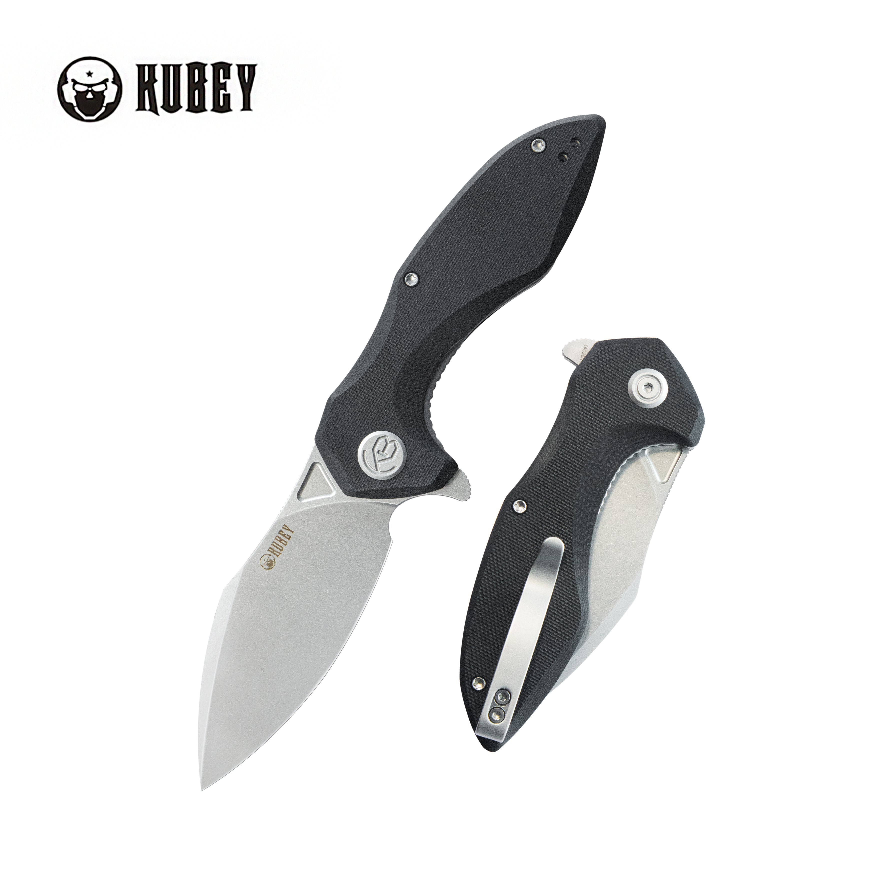 Kubey Noble Flipper Folding Knife Black G10 Handle 3.15" Beadblast 14C28N KU236K