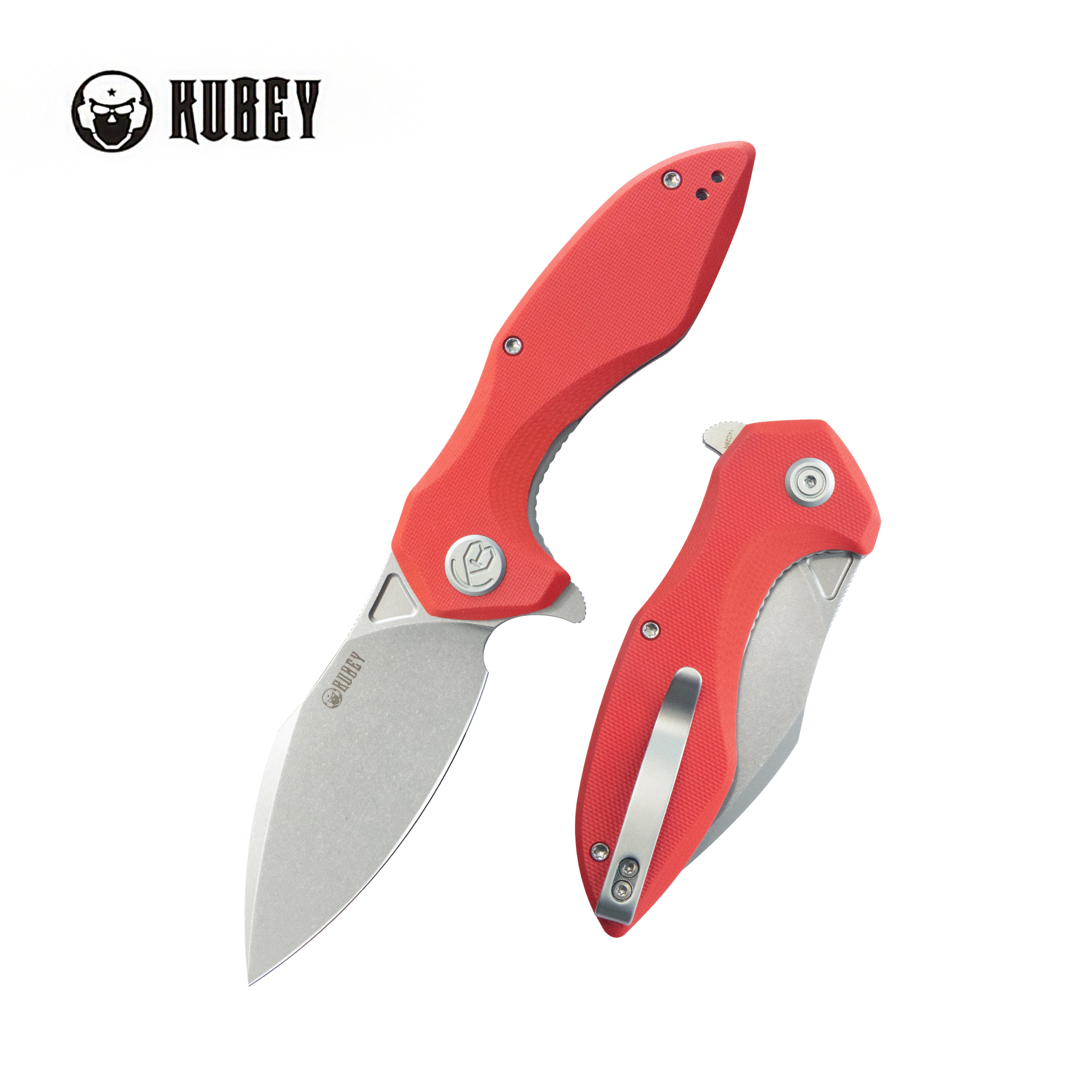 Kubey Noble Flipper Folding Knife Red G10 Handle 3.15" Beadblast 14C28N KU236L